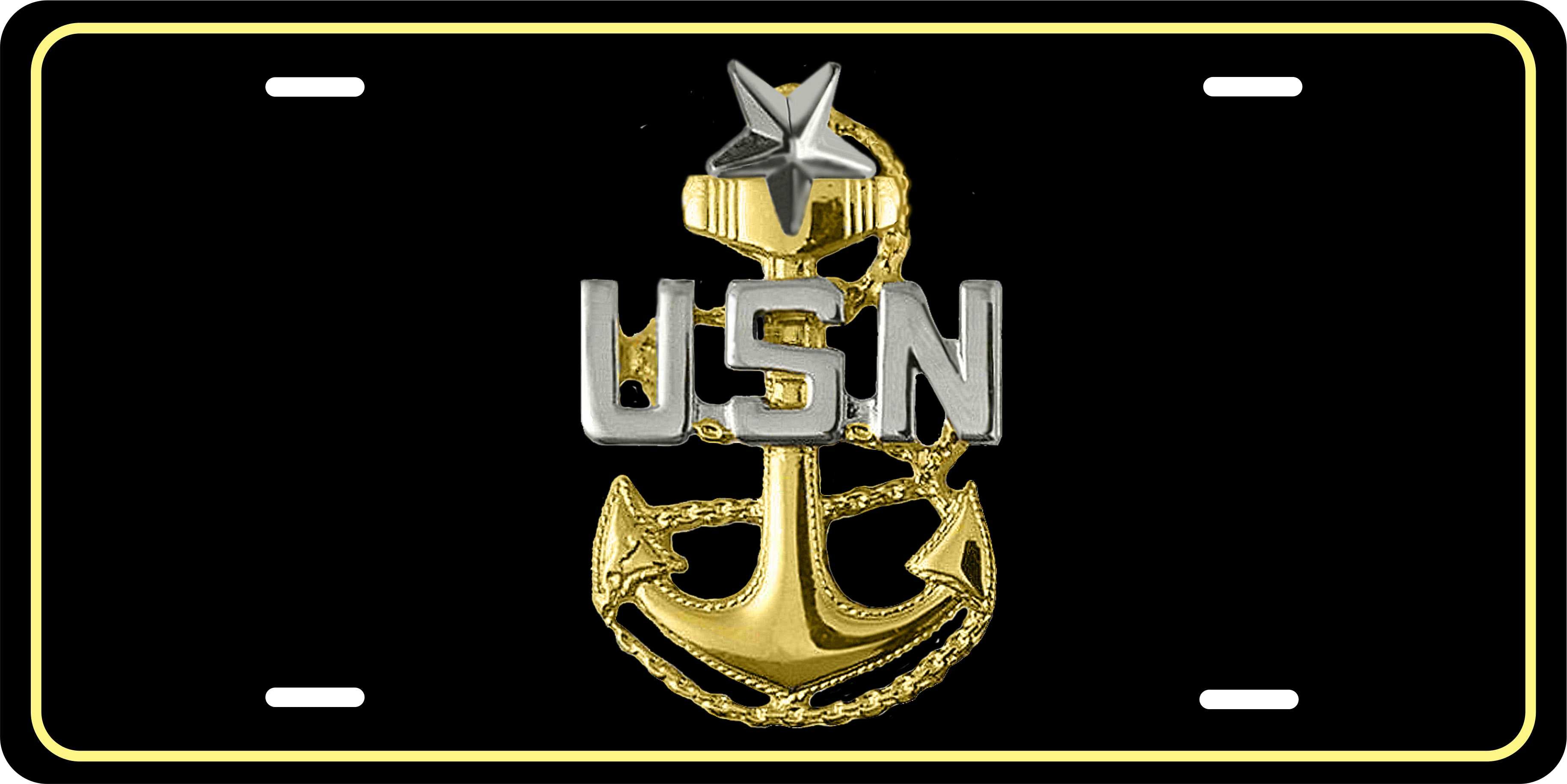 US Navy E8 Senior Chief Military License Plate Yellow personalized Novelty Fun Car Bike Motorcycle