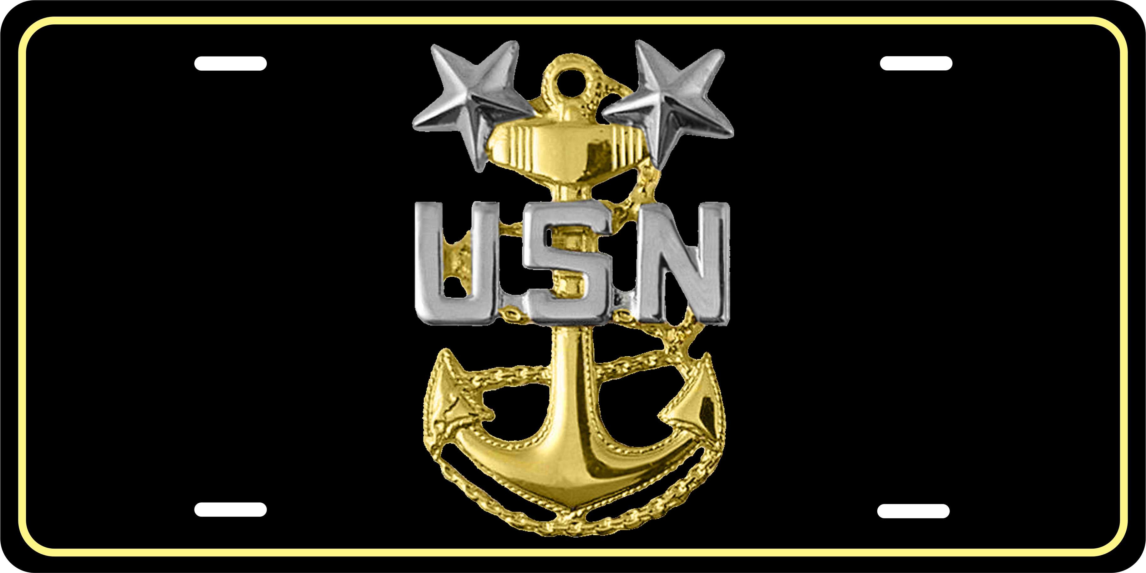 US Navy E9 Master Chief Military License Plate Yellow personalized Novelty Fun Car Bike Motorcycle