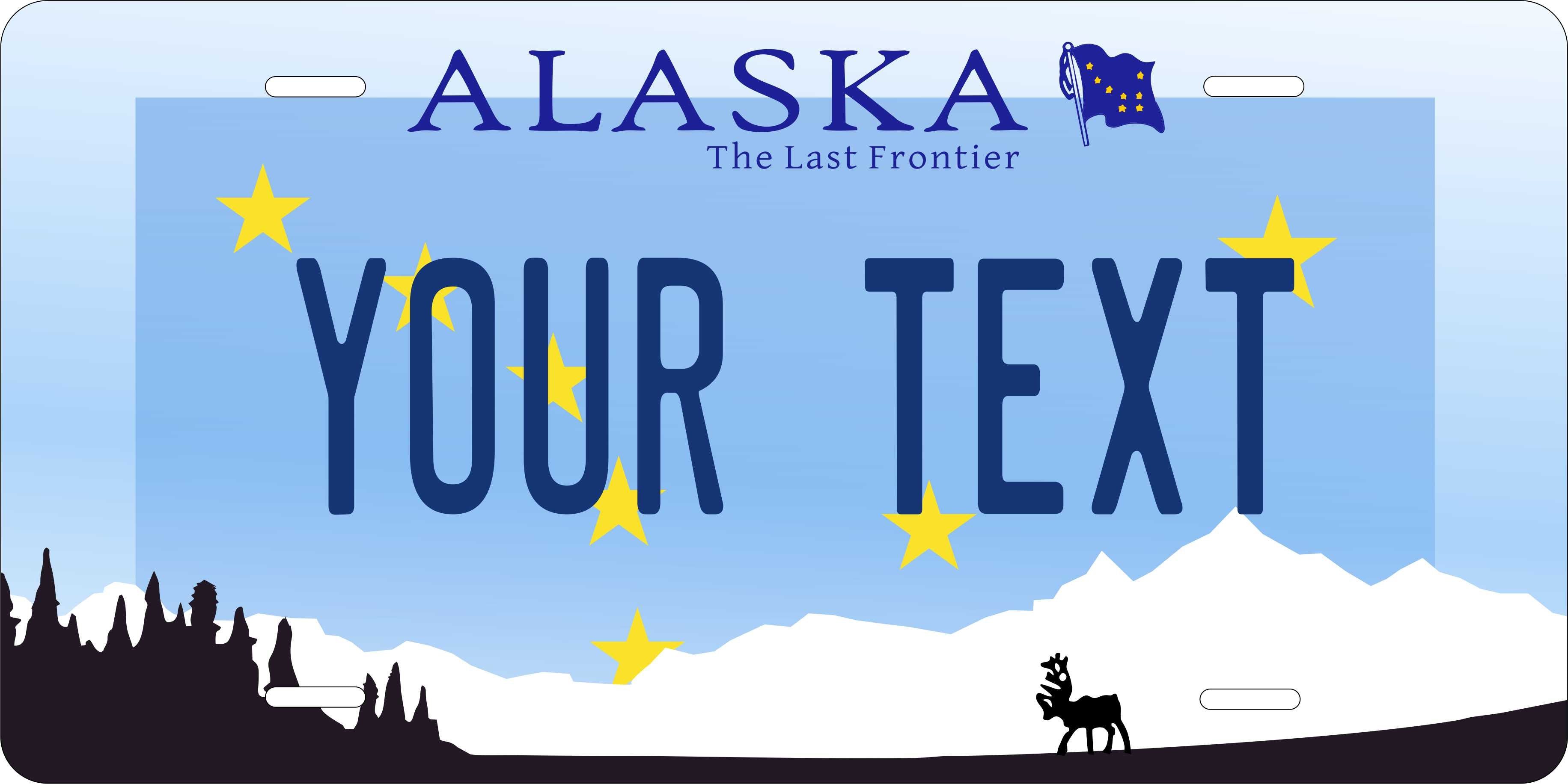 Alaska Flag Based License Plate Yellow personalized Novelty Fun Car Bike Motorcycle
