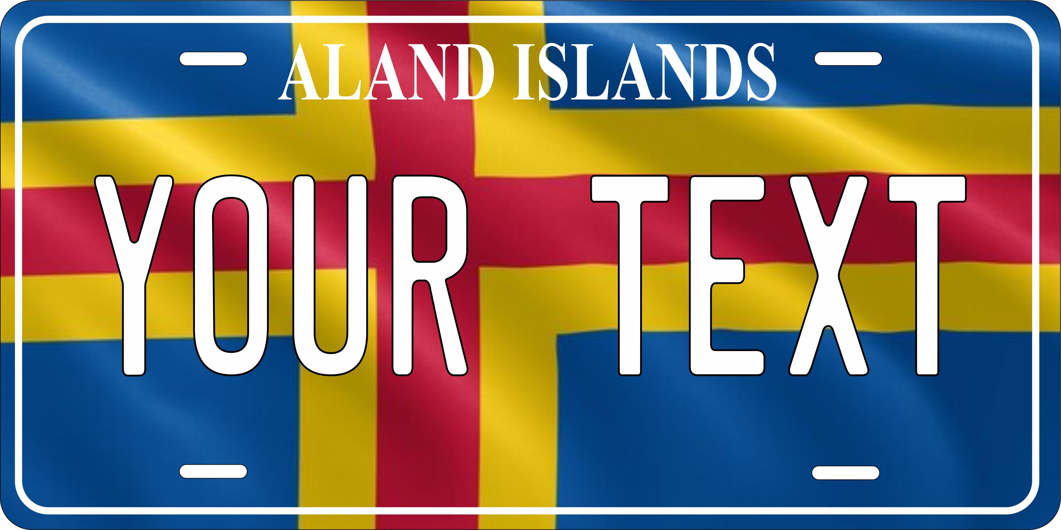 Aland Islands Europe Flag Wave License Plate Yellow personalized Novelty Fun Car Bike Motorcycle