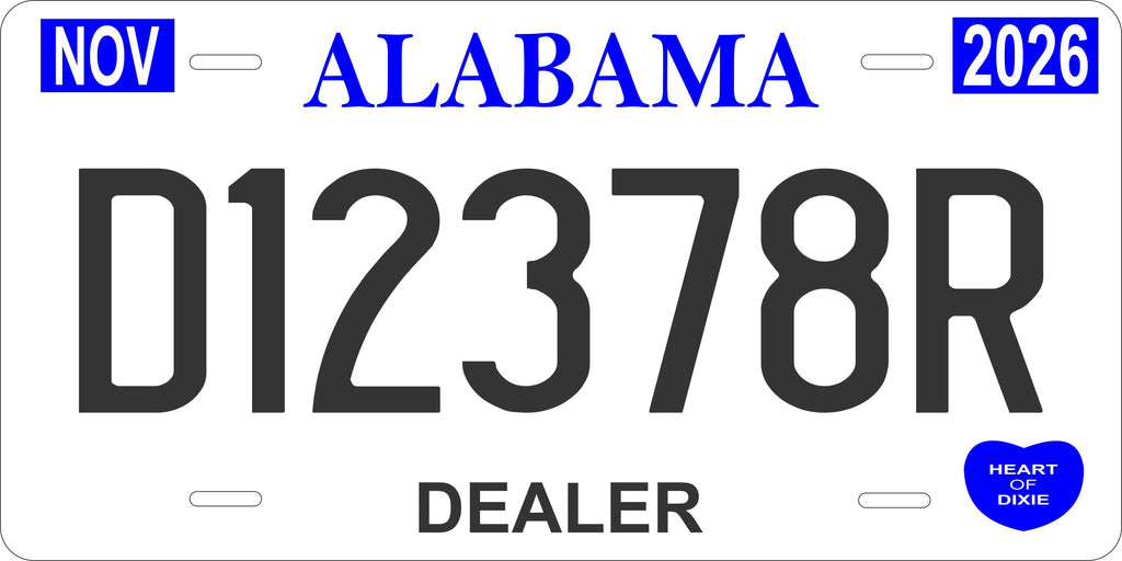 Alabama Blue White Dealer License Plate personalized Novelty Fun Car