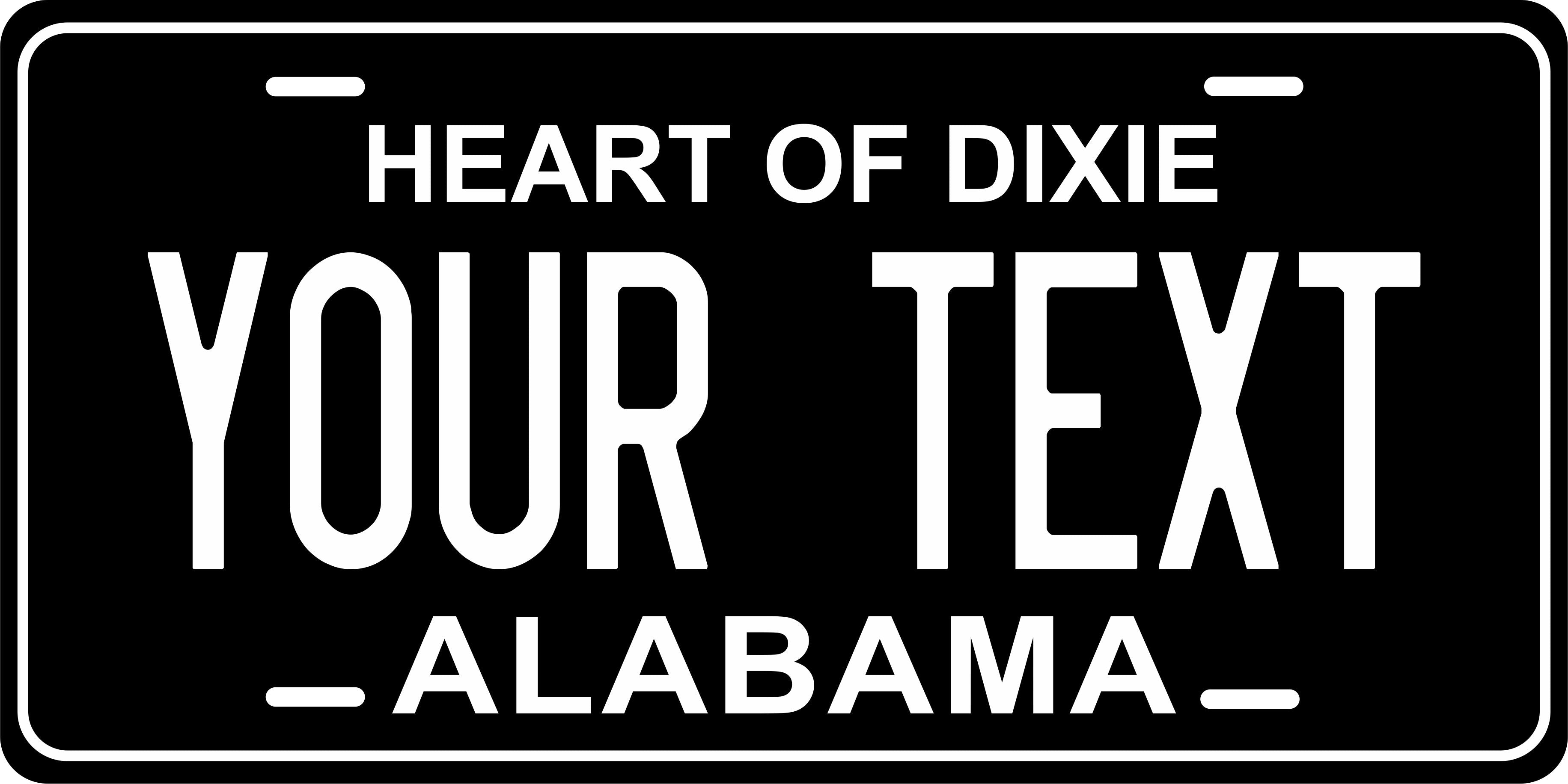 Alabama black and White Heart of Dixie License Plate Custom Novelty Fun Car Bike Motorcycle