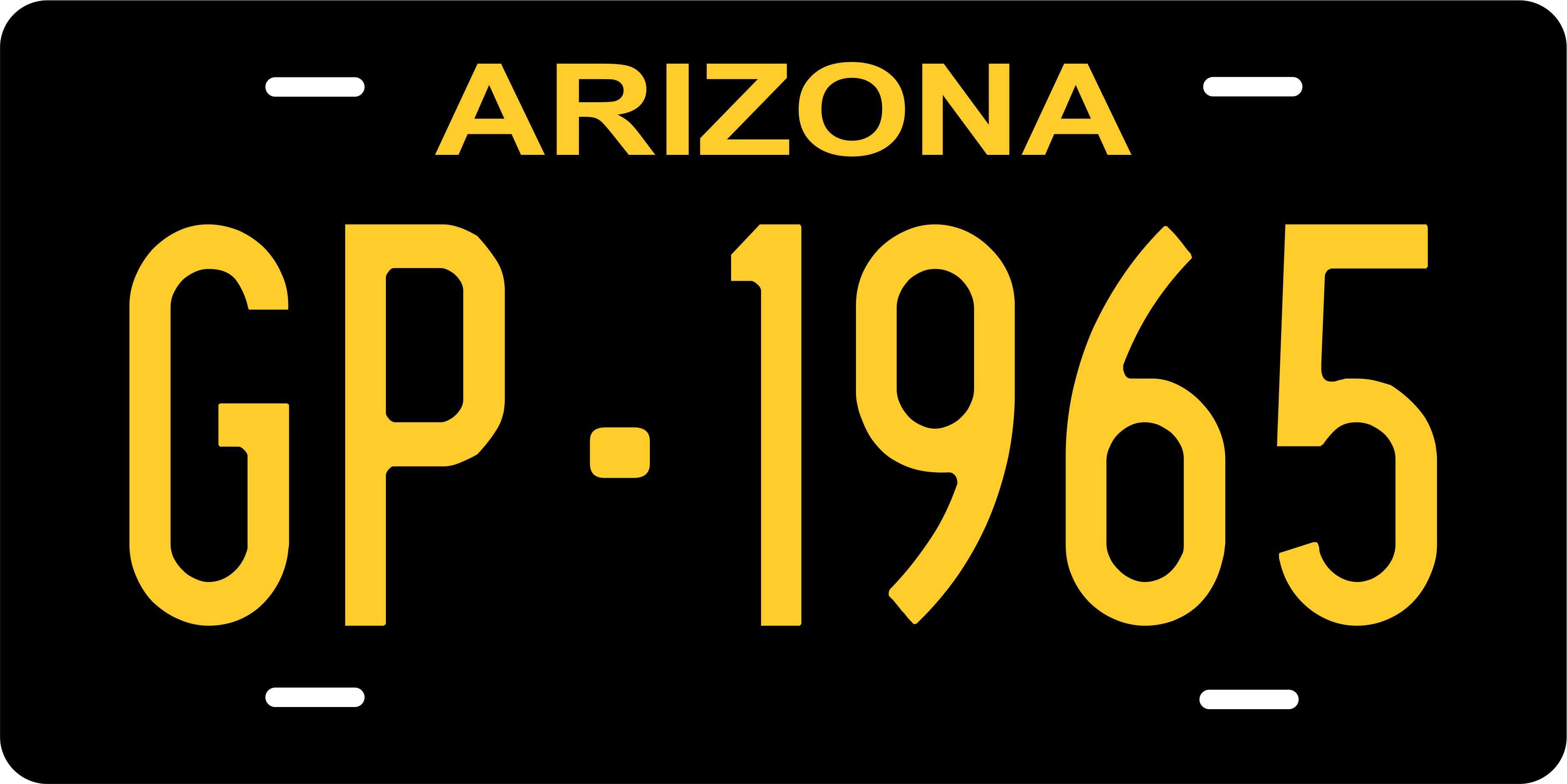 Arizona Black Yellow License Plate Personalized Novelty Fun Car Bike Motorcycle