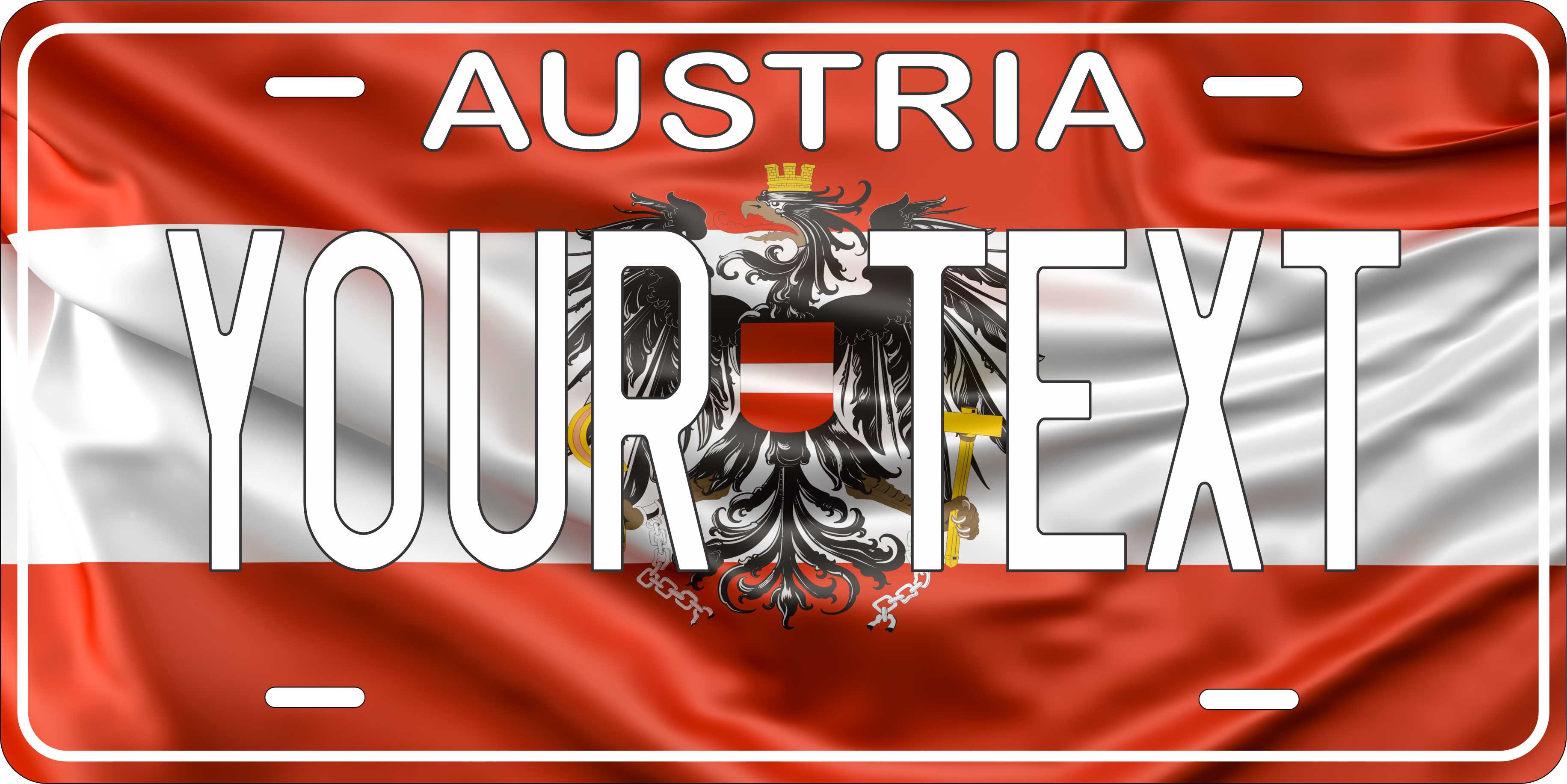 Austria Europe Flag Wave License Plate Yellow personalized Novelty Fun Car Bike Motorcycle