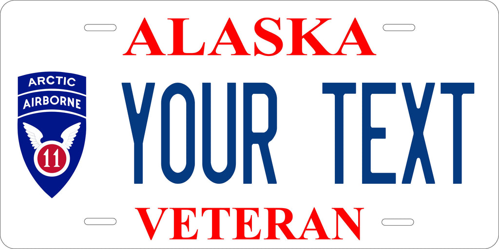 Alaska 11th Airborne Veteran Army Military License Plate personalized Novelty Fun Car Bike Motorcycle