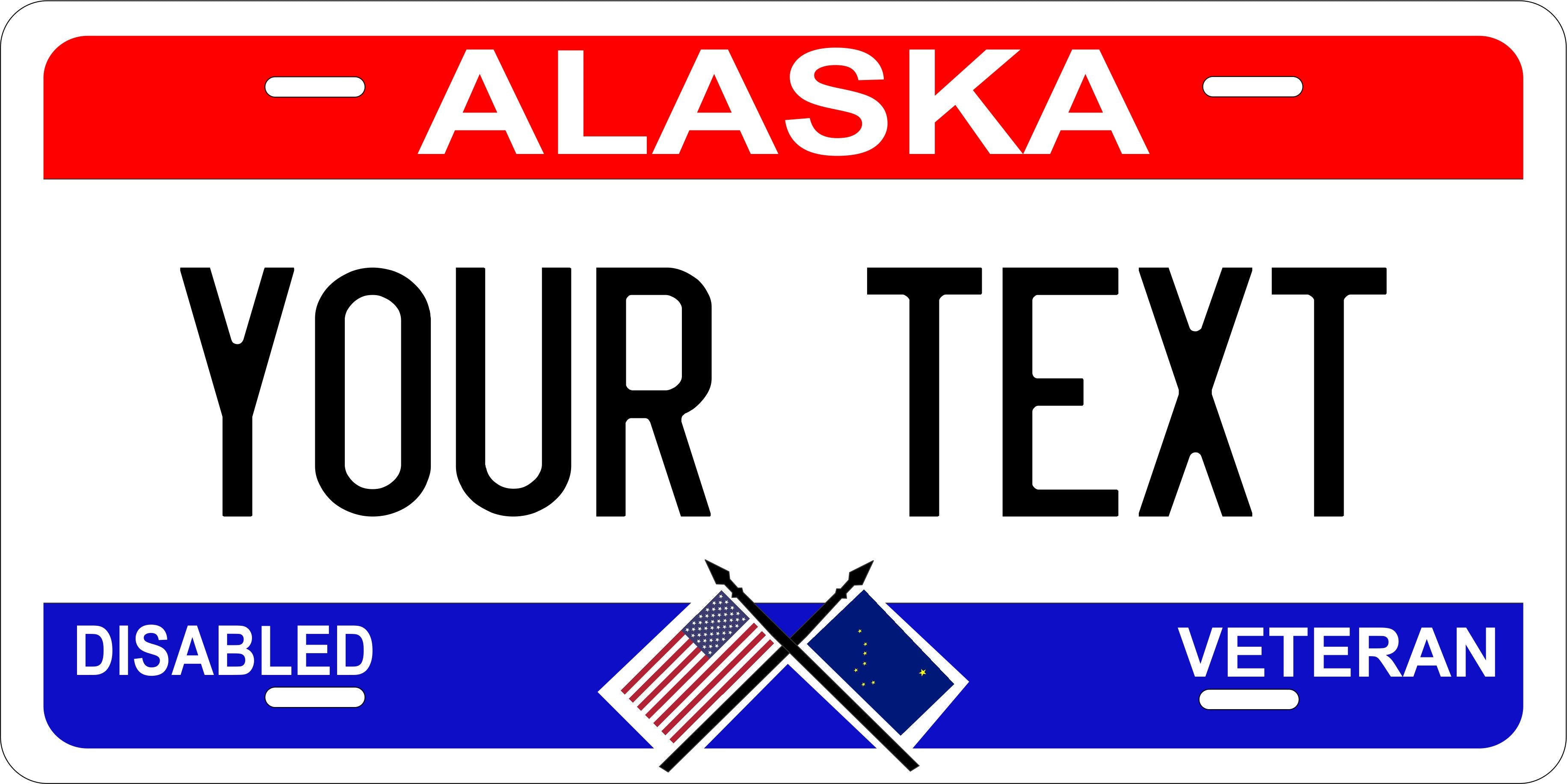 Alaska Disabled Veteran Military License Plate personalized Novelty Fun Car Bike Motorcycle