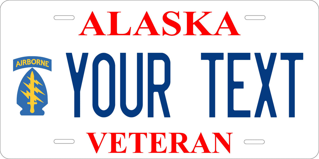 Alaska Special Ops Army Veteran Military License Plate personalized Novelty Fun Car Bike Motorcycle