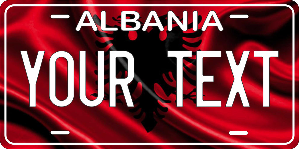 Albania Europe Flag Wave License Plate Yellow personalized Novelty Fun Car Bike Motorcycle