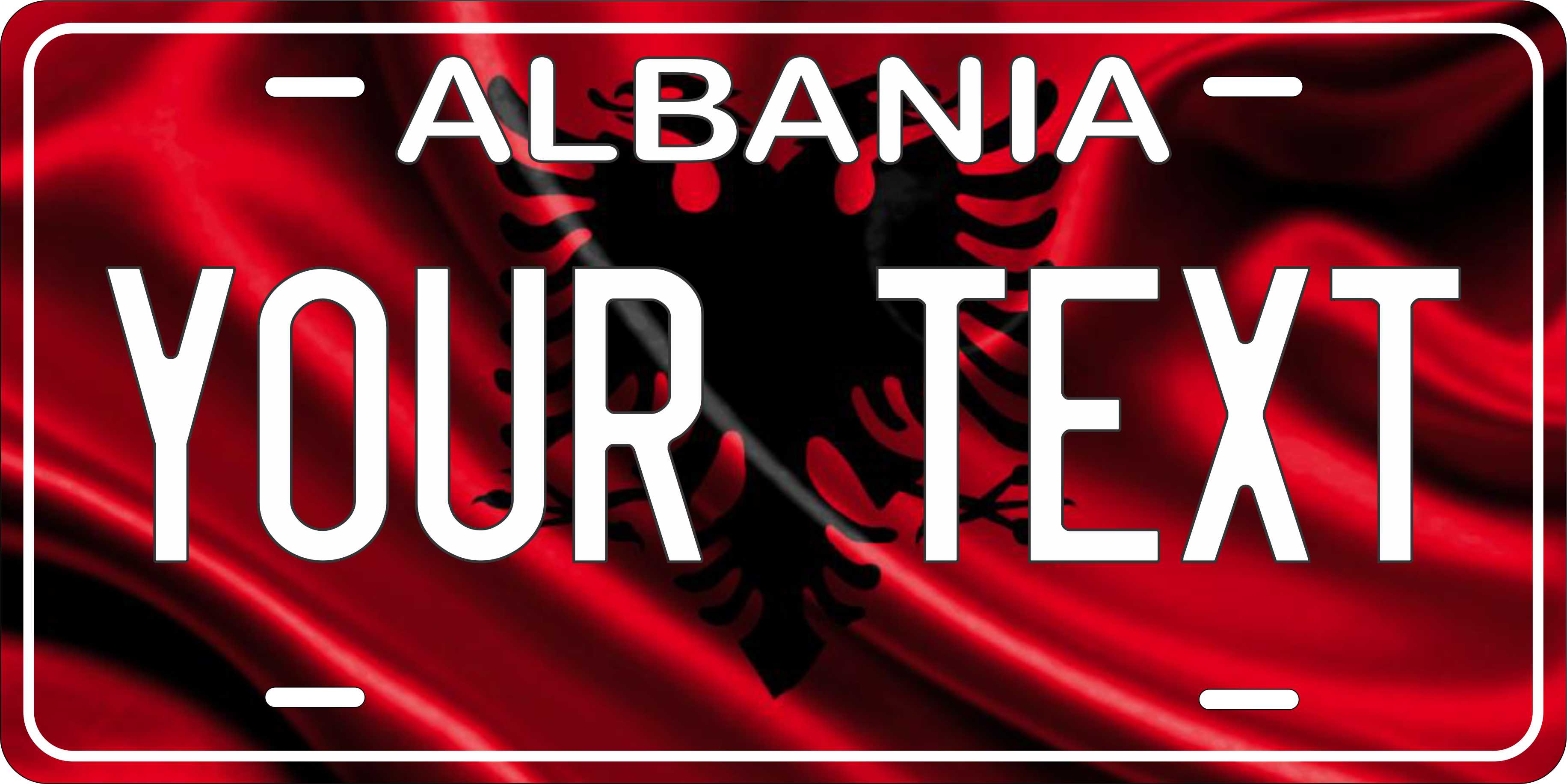 Albania Europe Flag Wave License Plate Yellow personalized Novelty Fun Car Bike Motorcycle