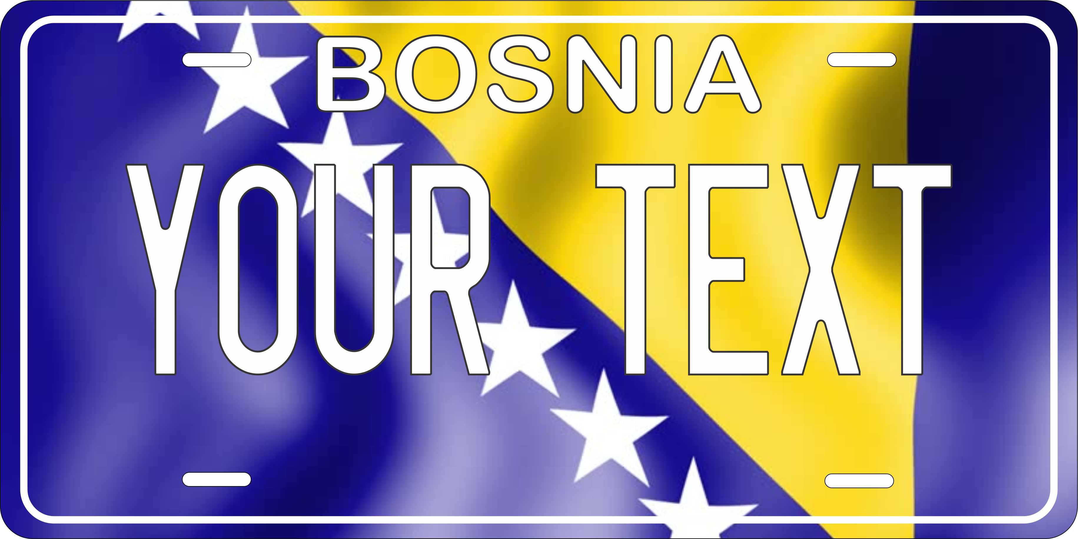 Bosnia Europe Flag Wave License Plate Yellow personalized Novelty Fun Car Bike Motorcycle