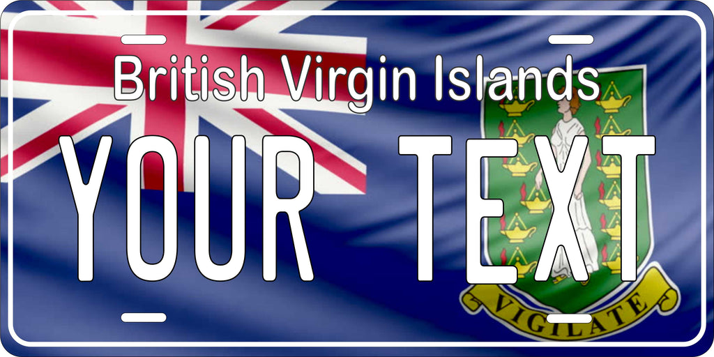 British Virgin Islands Flag Wave CARI License Plate Custom Novelty Car Bike Motorcycle