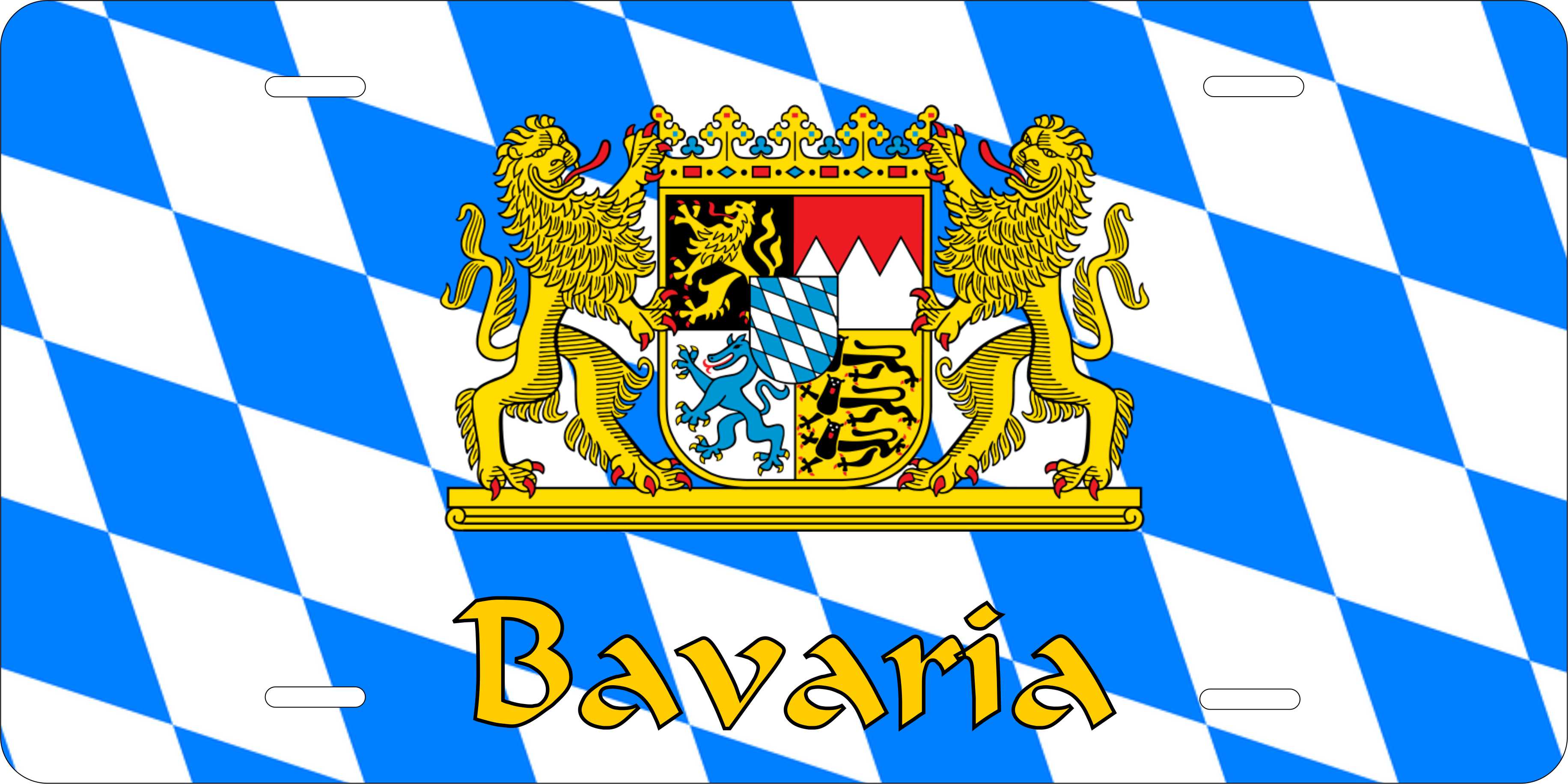 Bavaria Germany Europe Flag License Plate Yellow personalized Novelty Fun Car Bike Motorcycle