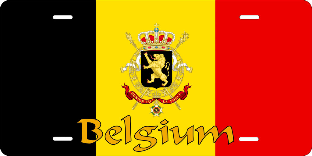 Belgium Europe Flag License Plate Yellow personalized Novelty Fun Car Bike Motorcycle