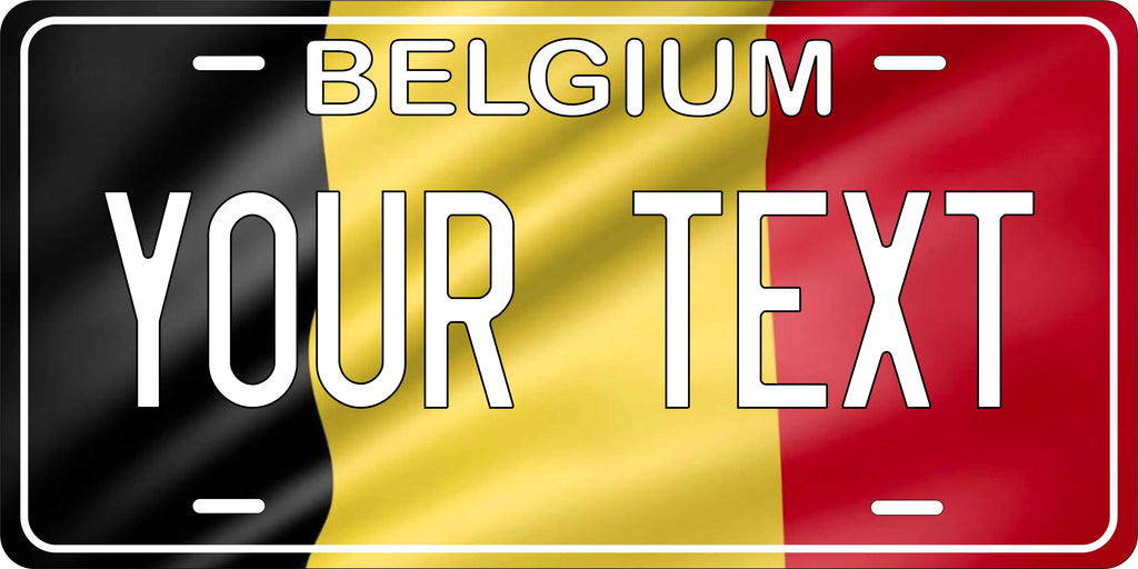 Belgium Europe Flag Wave License Plate Yellow personalized Novelty Fun Car Bike Motorcycle