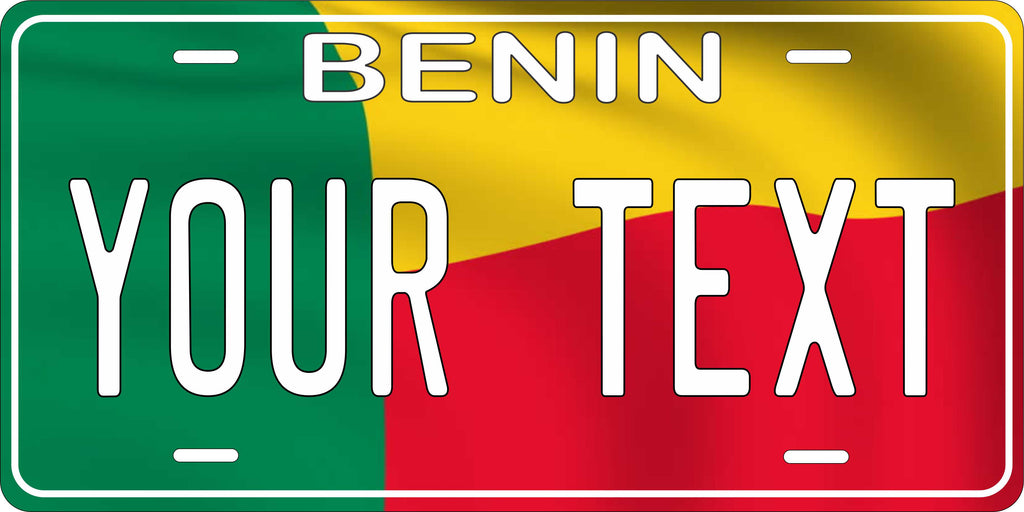 Benin Africa Flag Wave License Plate personalized Novelty Fun Car Bike Motorcycle