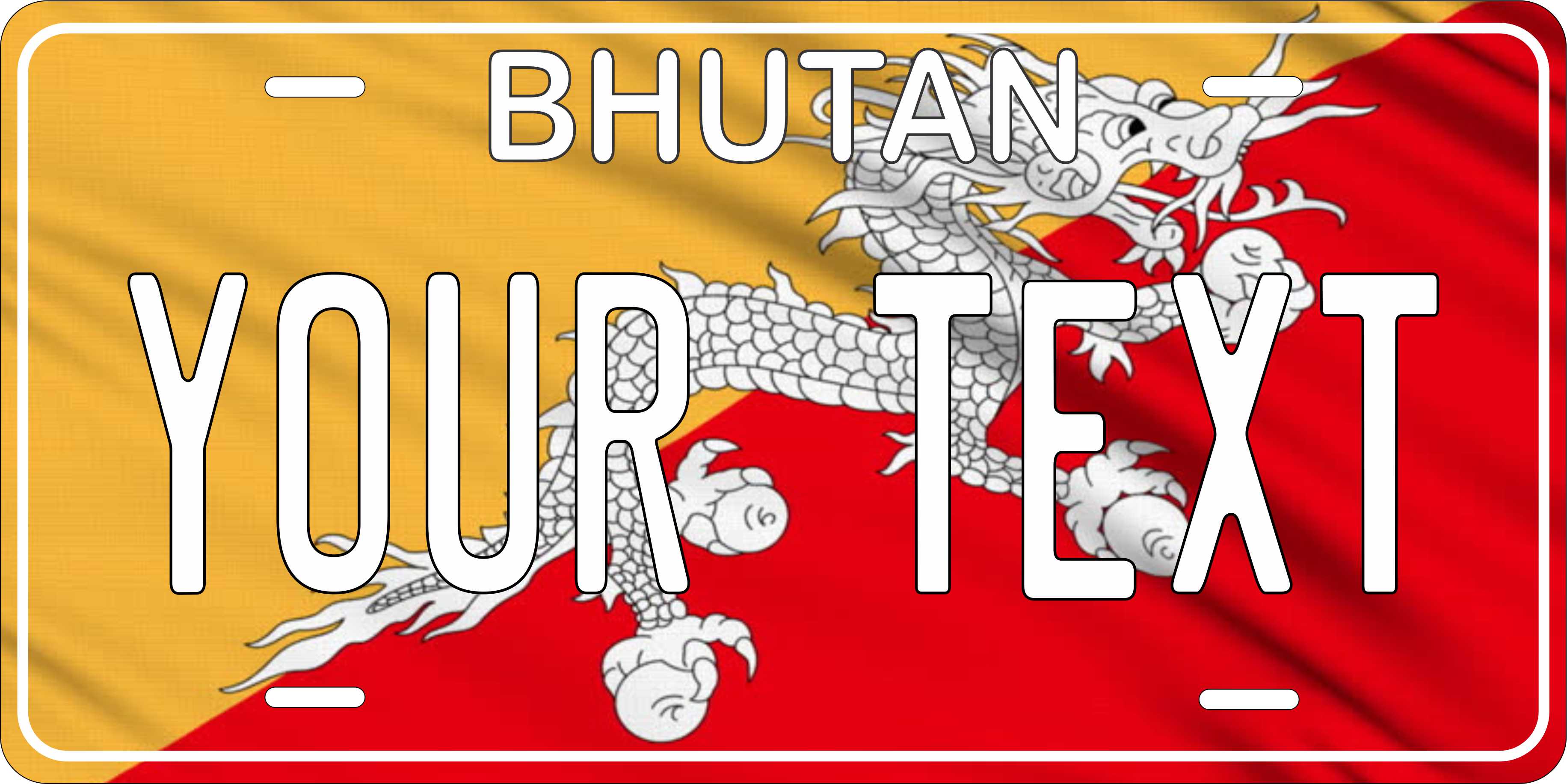 Bhutan Asia Flag Wave License Plate personalized Novelty Fun Car Bike Motorcycle