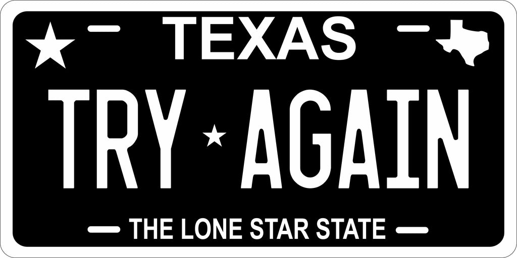 Texas Black License Plate Personalized Novelty Fun Car Bike Motorcycle