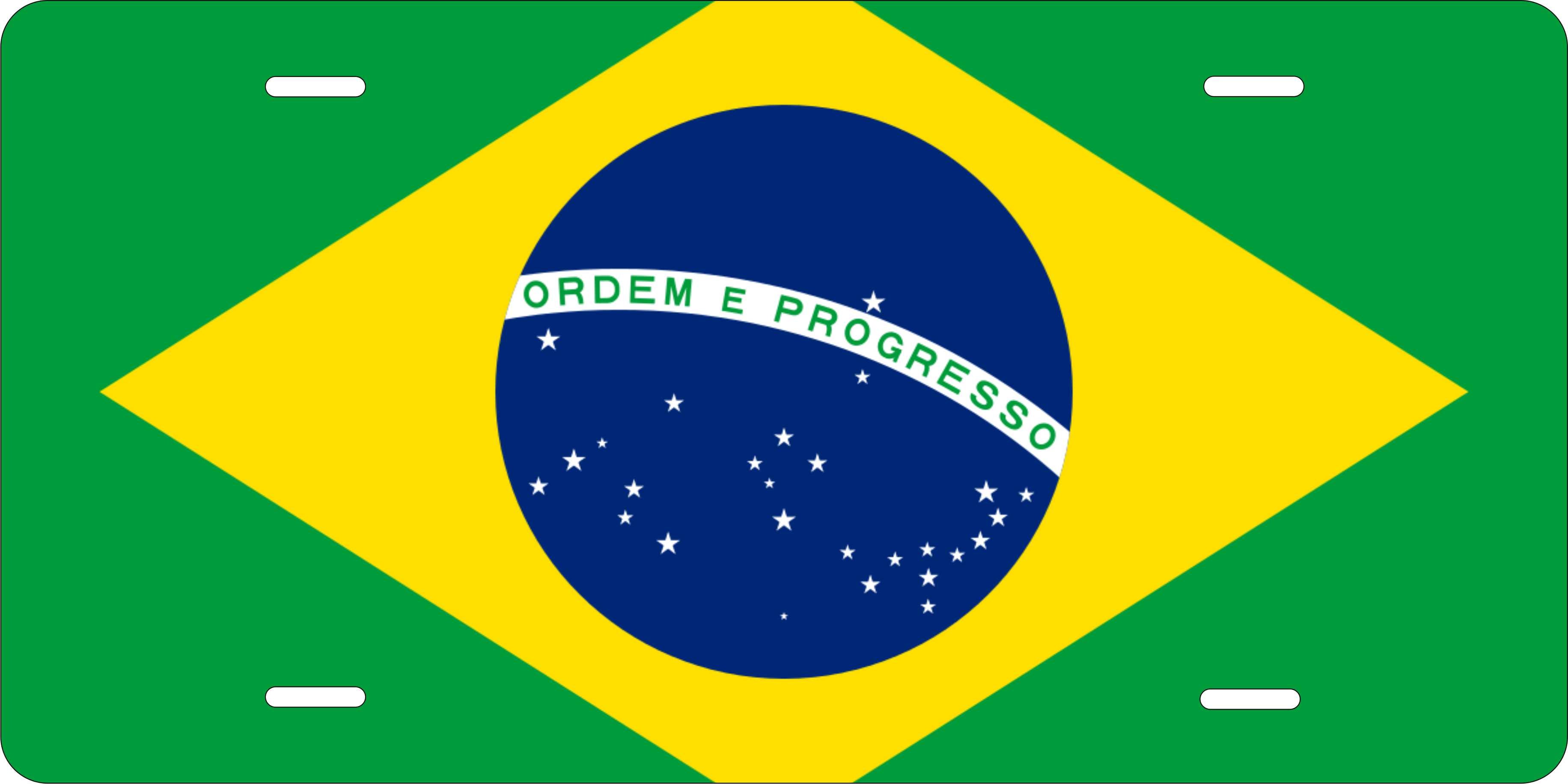 Brazil Flag ver3 CSA License Plate Custom Novelty Car Bike Motorcycle