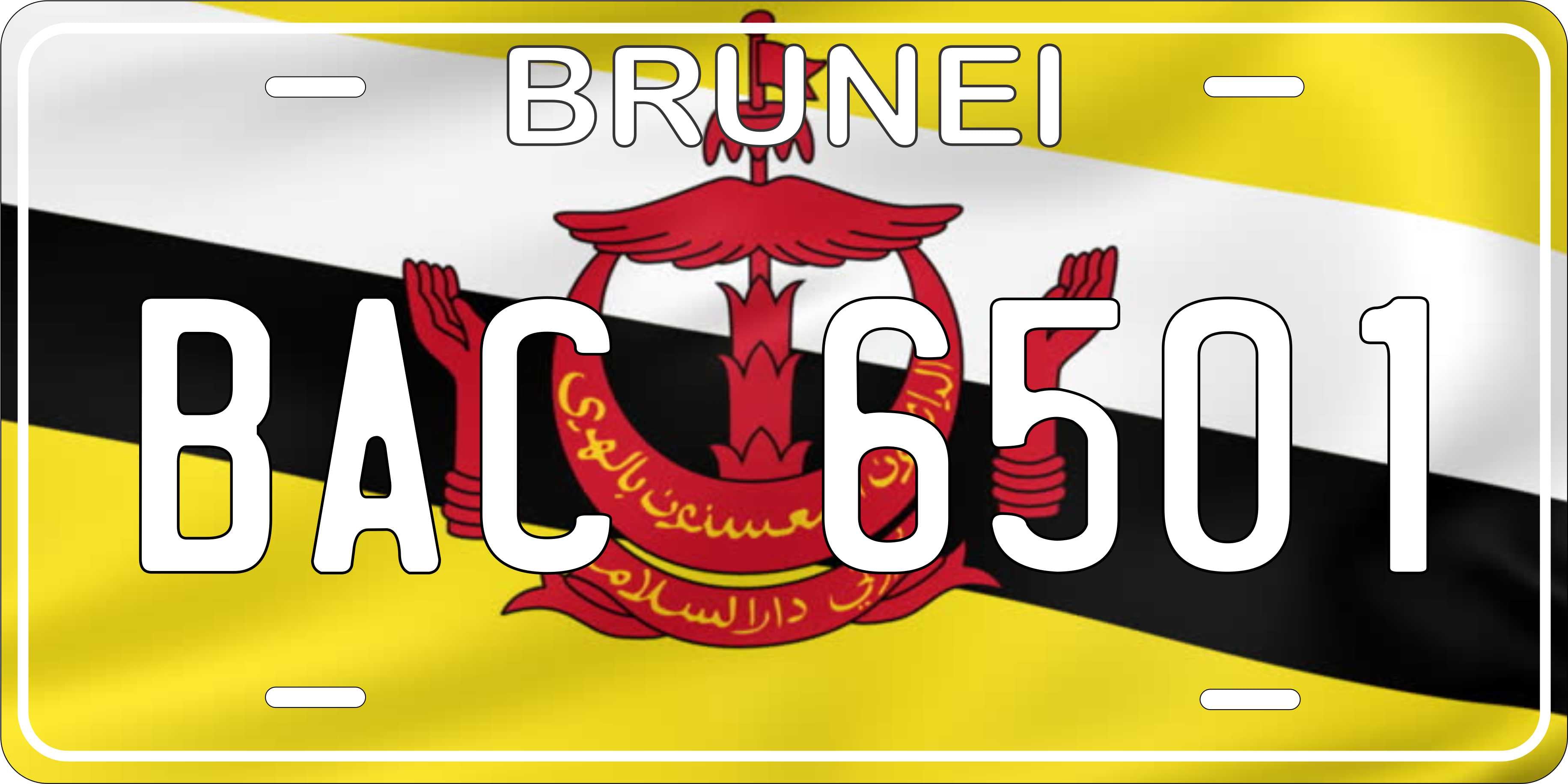 Brunei Asia Flag Wave License Plate personalized Novelty Fun Car Bike Motorcycle