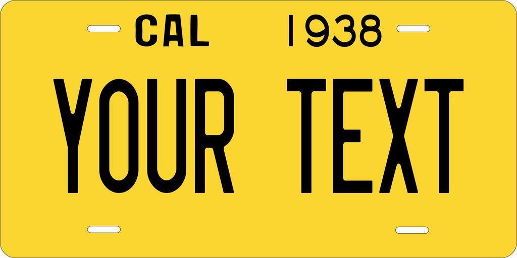California USA 1938 License Plate Personalized Novelty Fun Car Bike Motorcycle
