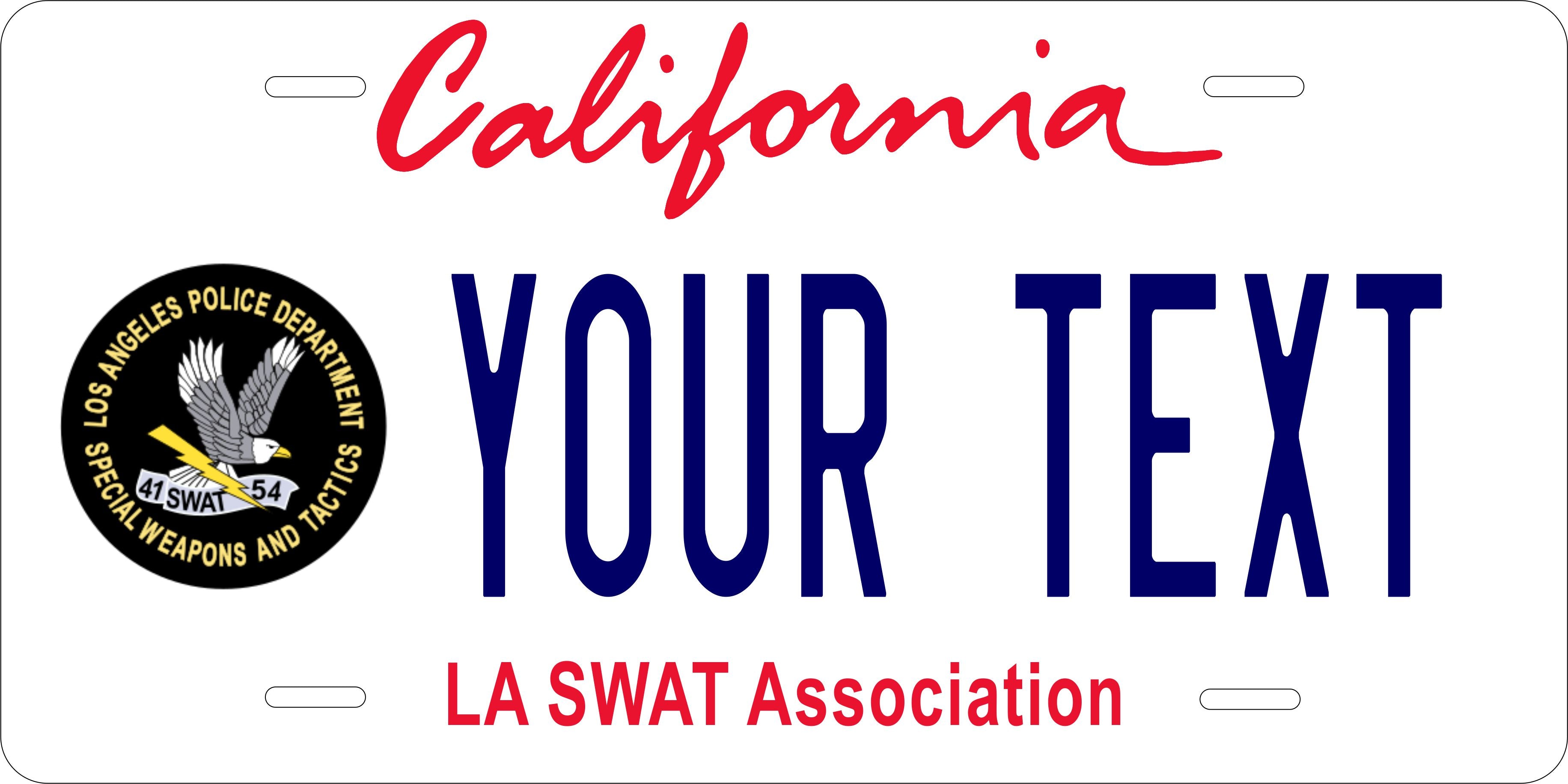 California LA SWAT Military License Plate personalized Novelty Fun Car Bike Motorcycle