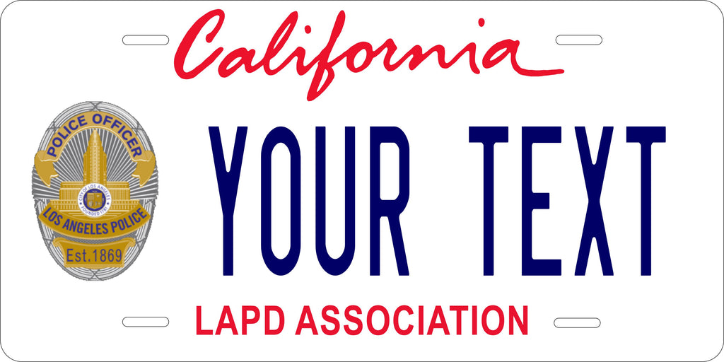 California LAPD Military License Plate personalized Novelty Fun Car Bike Motorcycle
