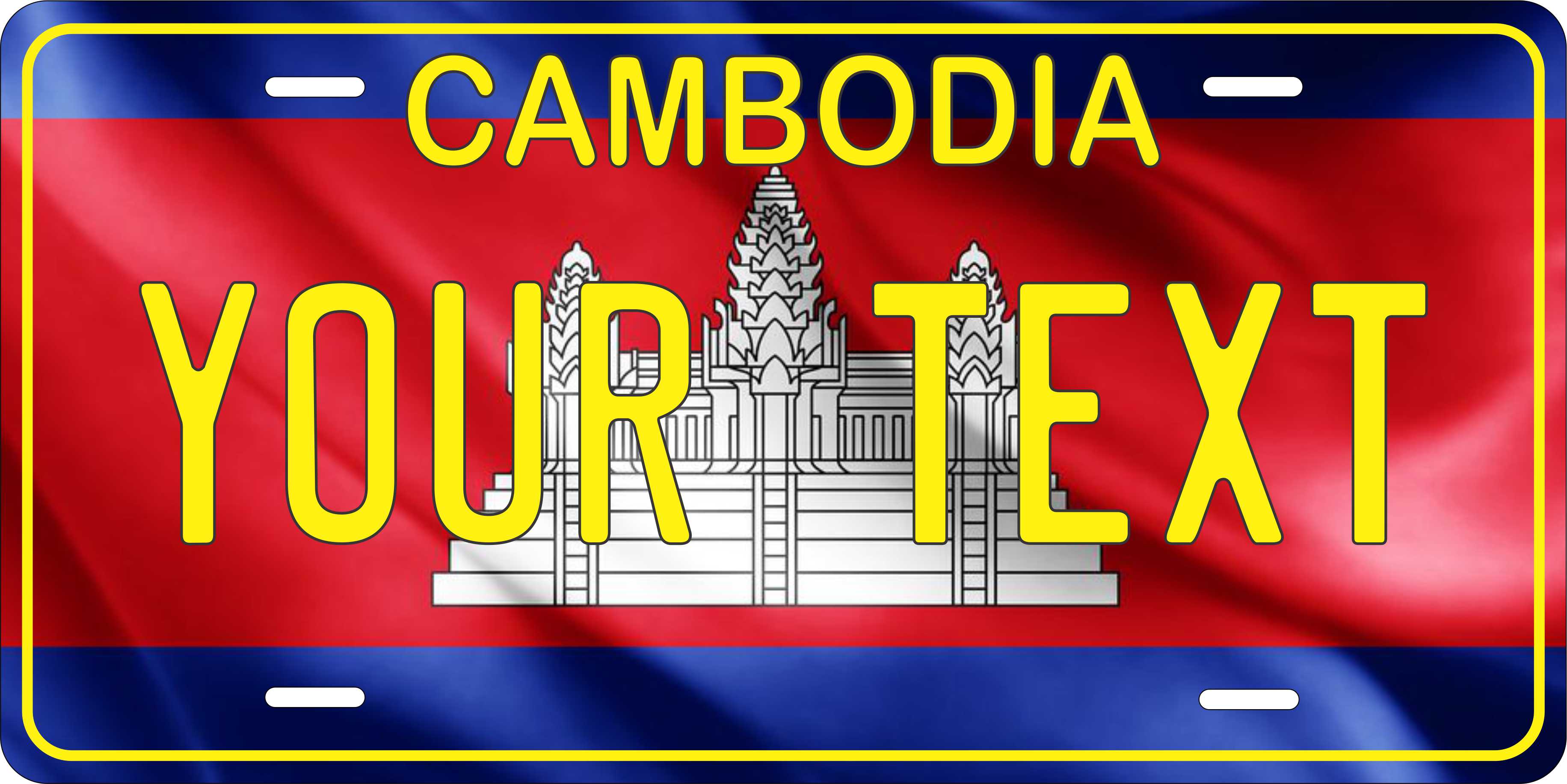 Cambodia Asia Flag Wave License Plate personalized Novelty Fun Car Bike Motorcycle