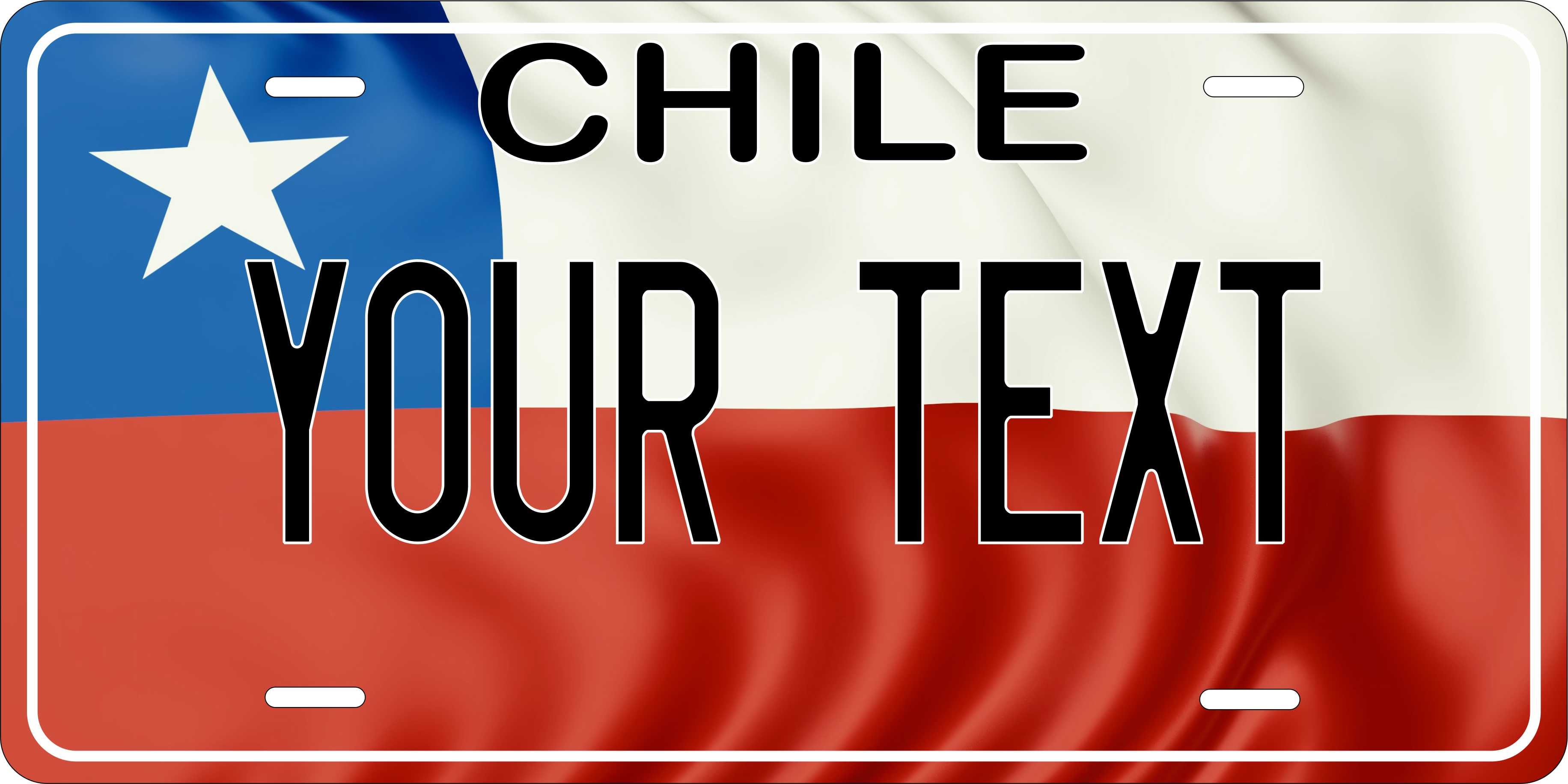 Chile Flag Wave CSA License Plate Custom Novelty Car Bike Motorcycle