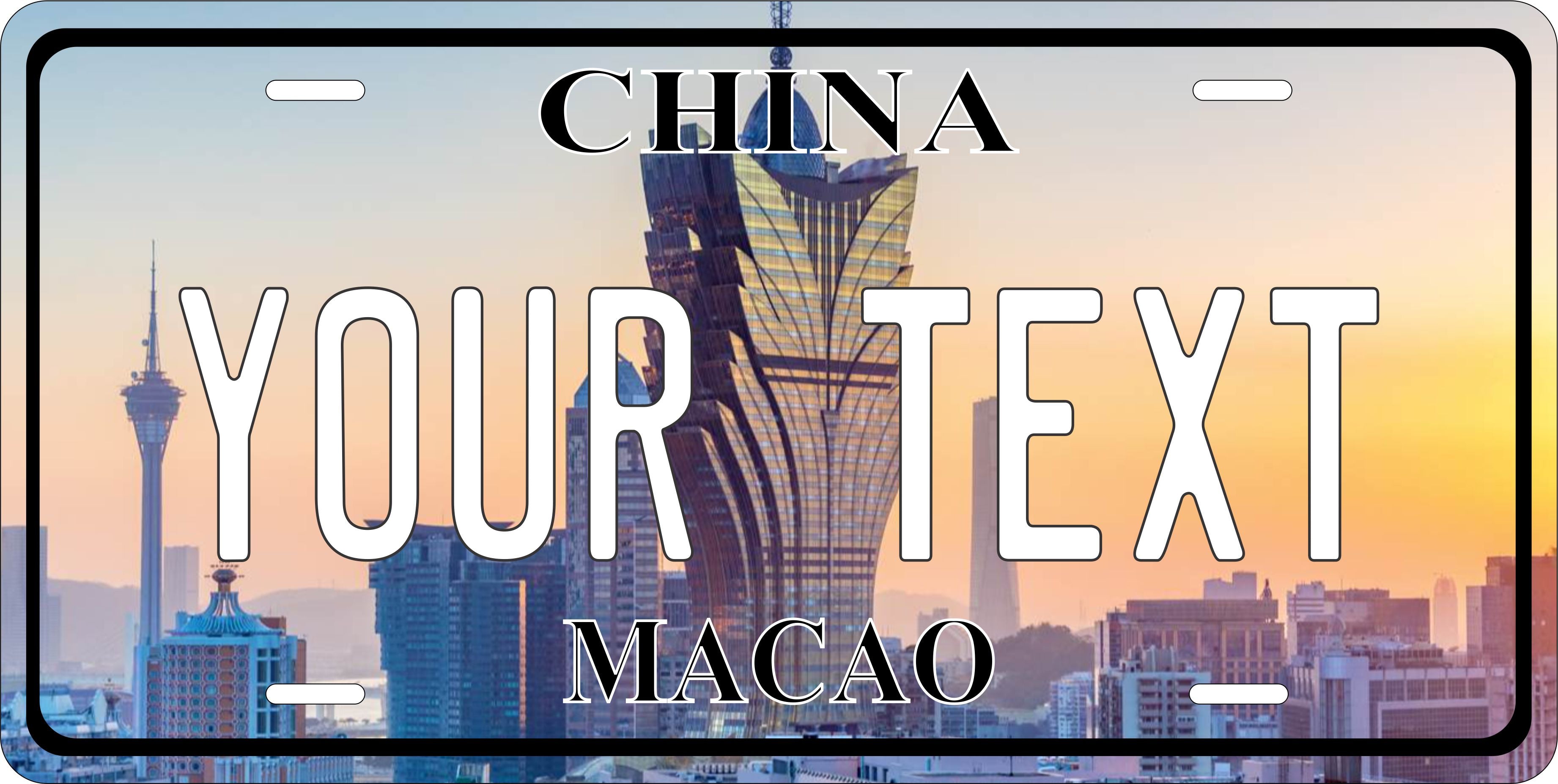 Macao China City Asia License Plate personalized Novelty Fun Car Bike Motorcycle