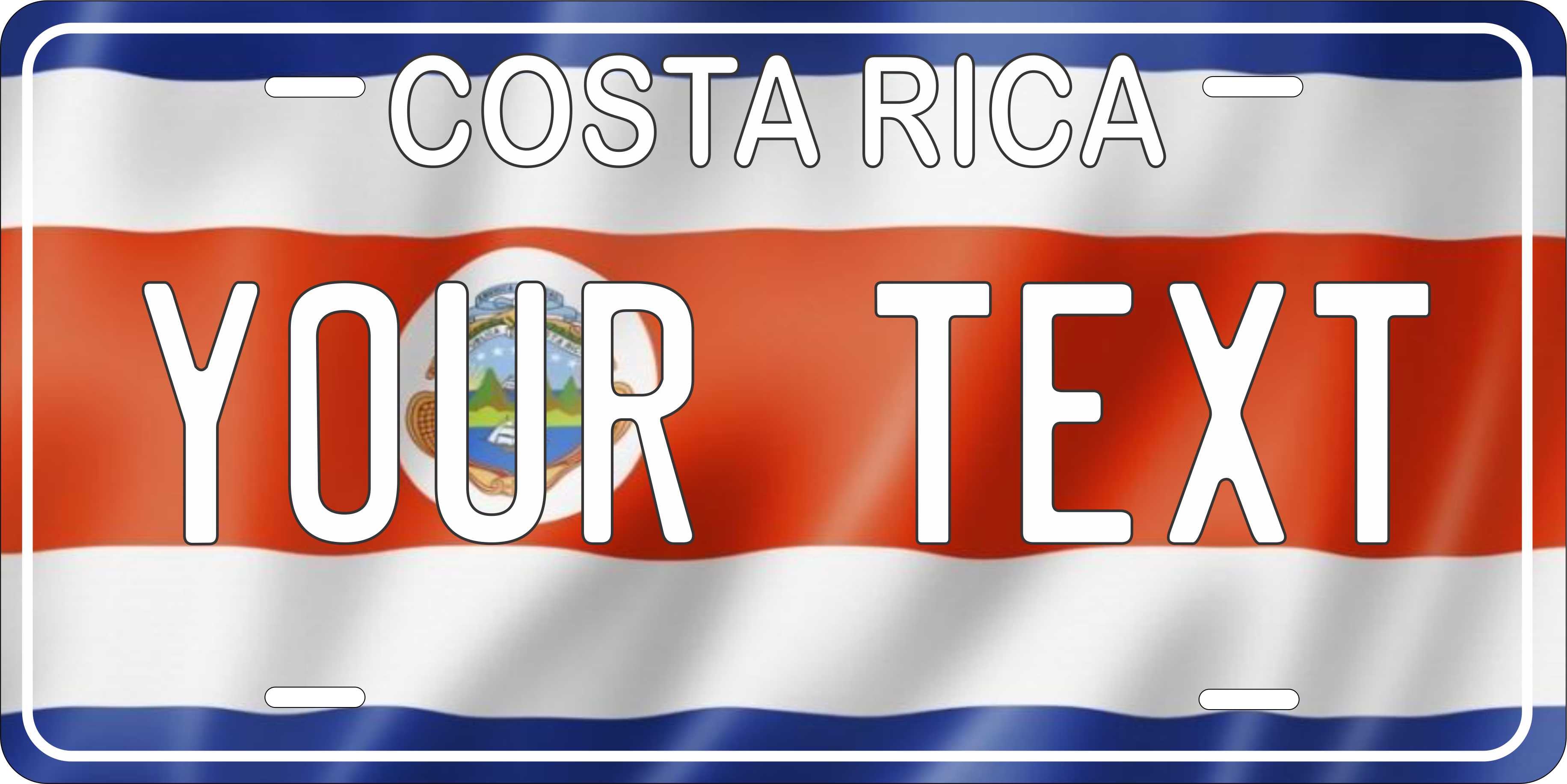 Costa Rica Flag Wave CSA License Plate Custom Novelty Car Bike Motorcycle