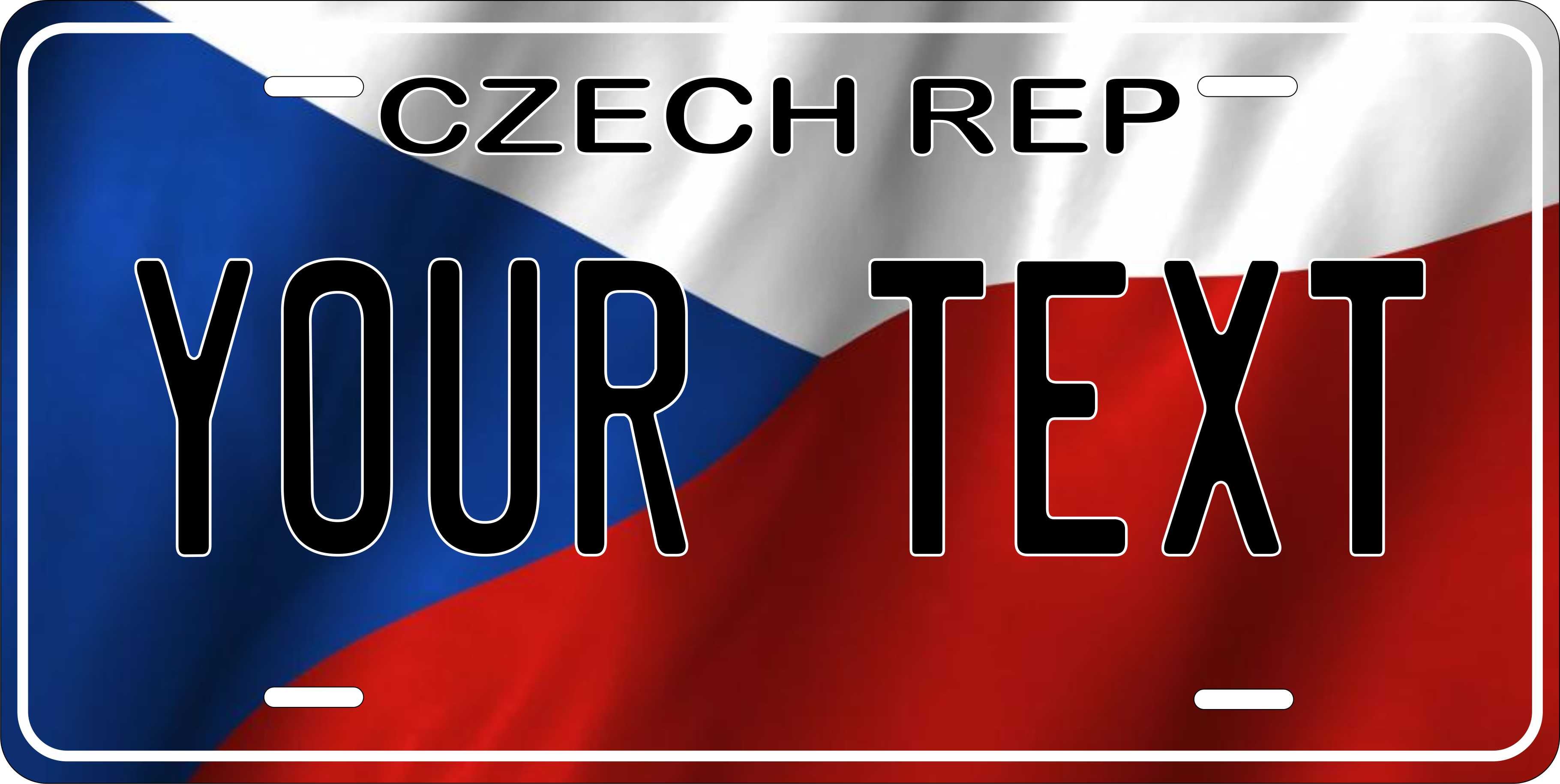 Czech Europe Flag Wave License Plate personalized Novelty Fun Car Bike Motorcycle