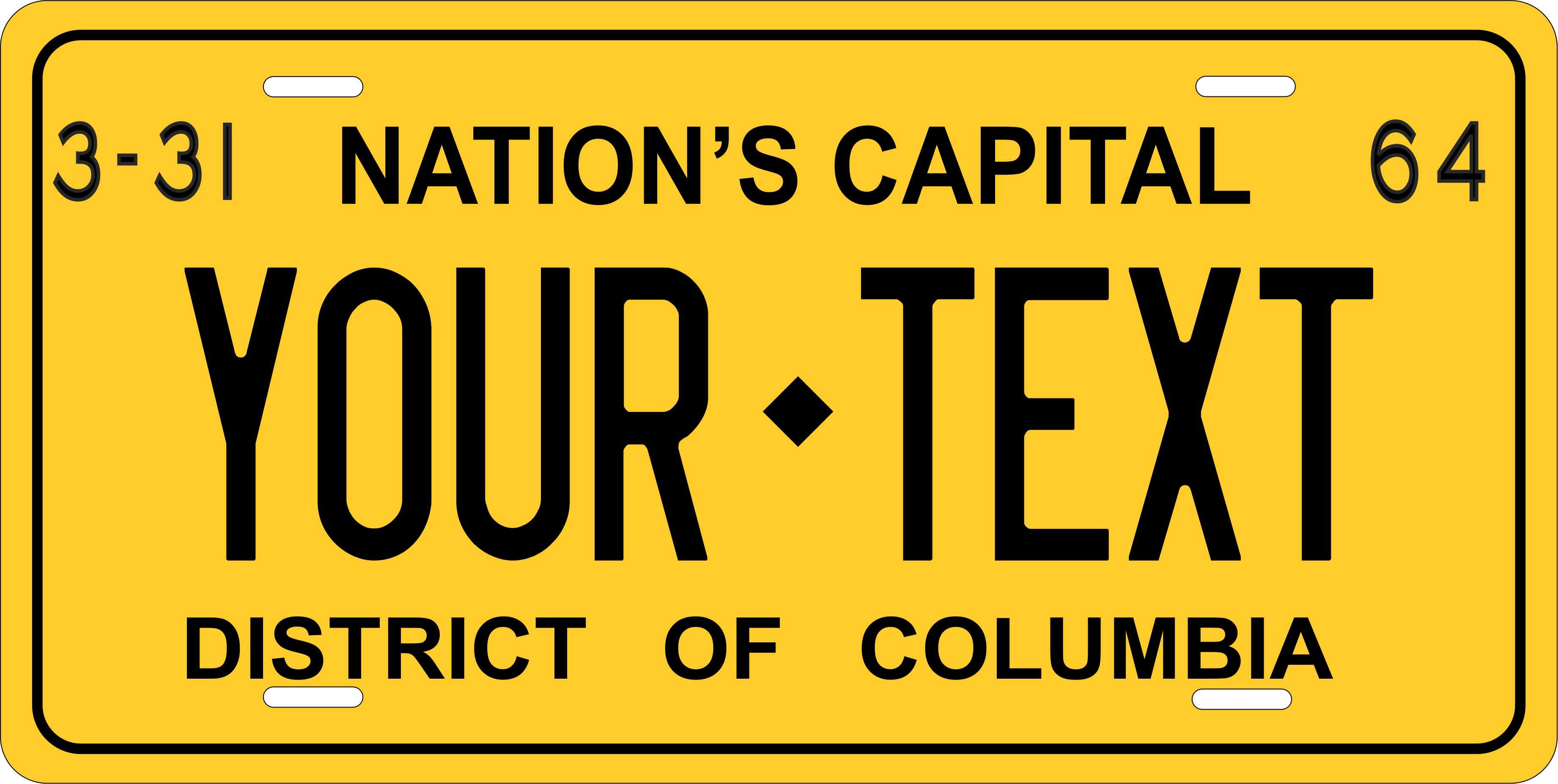 DC Washington 1964 License Plate personalized Novelty Fun Car Bike Motorcycle