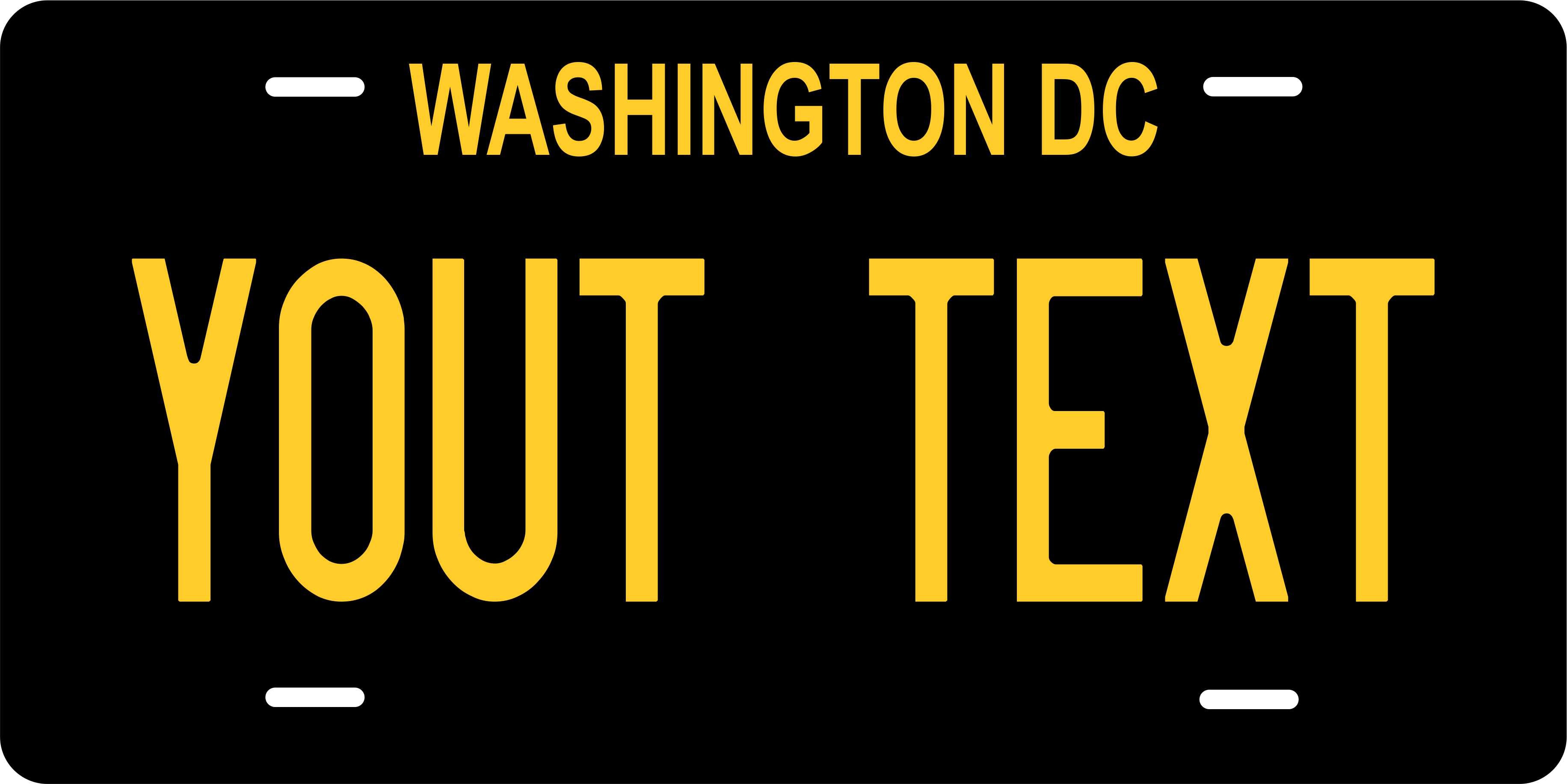 DC Washington Black Yellow License Plate personalized Novelty Fun Car Bike Motorcycle
