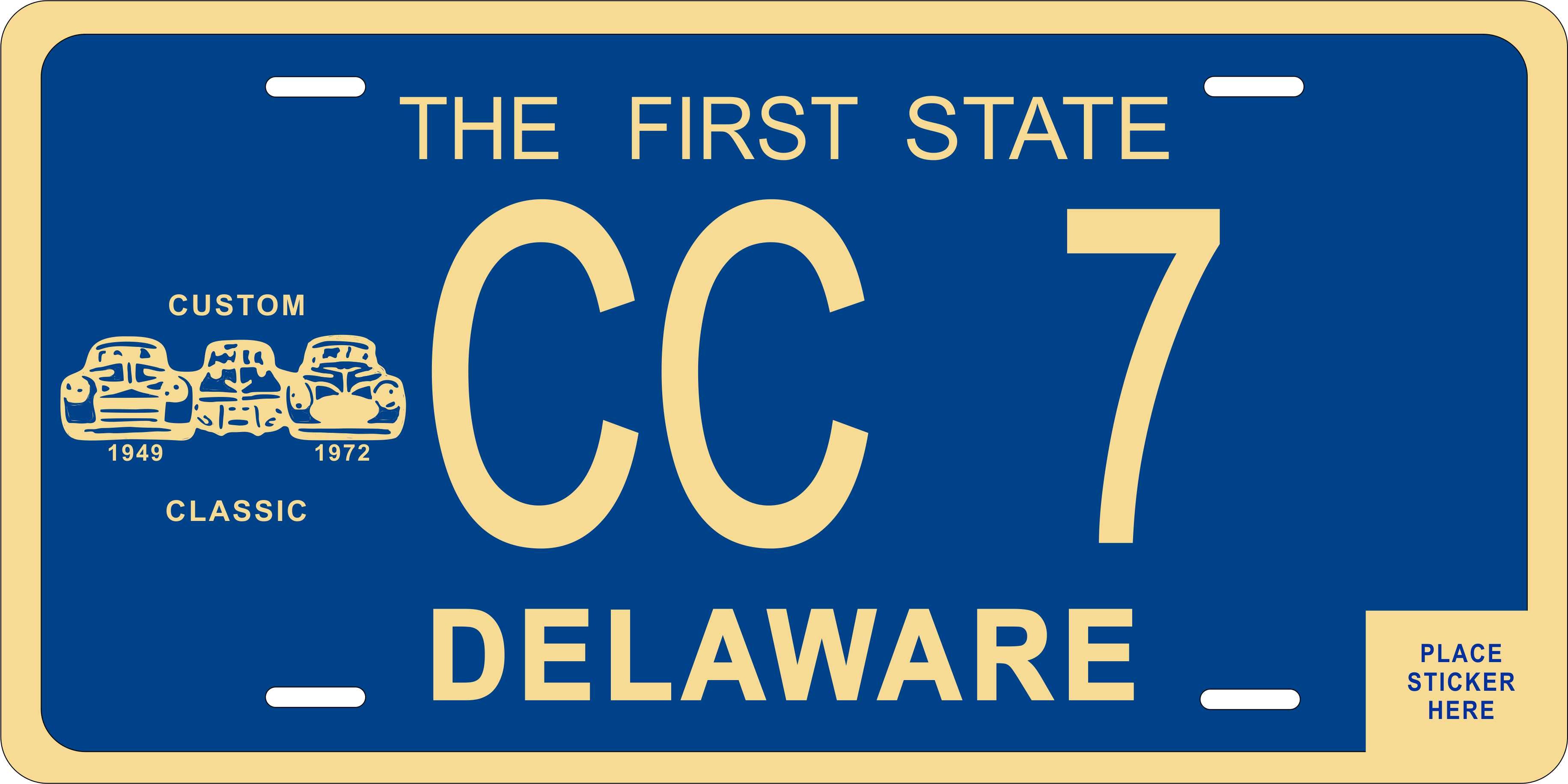 Delaware Classic License Plate Yellow personalized Novelty Fun Car Bike Motorcycle