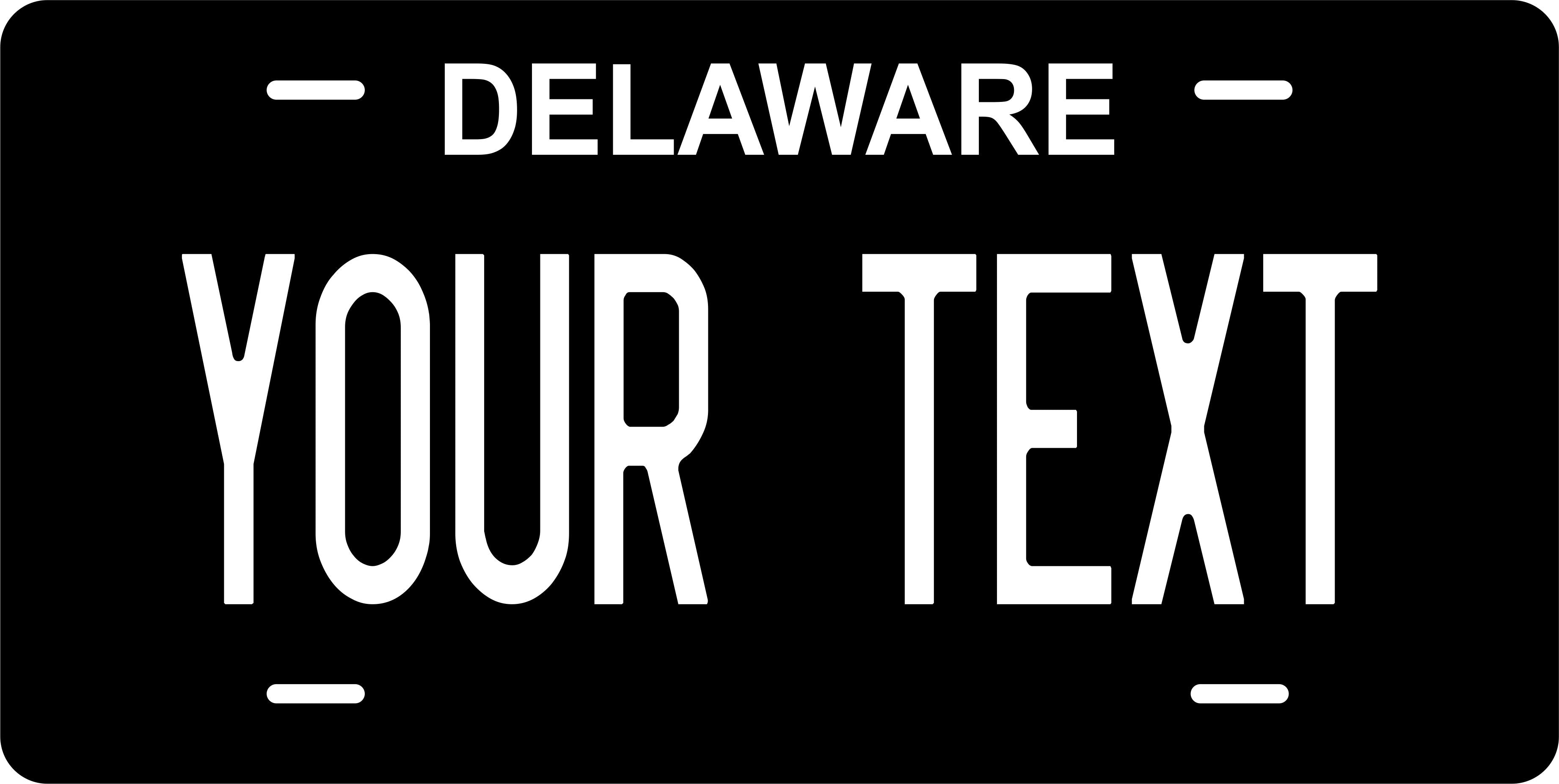 Delaware Black White License Plate Yellow personalized Novelty Fun Car Bike Motorcycle