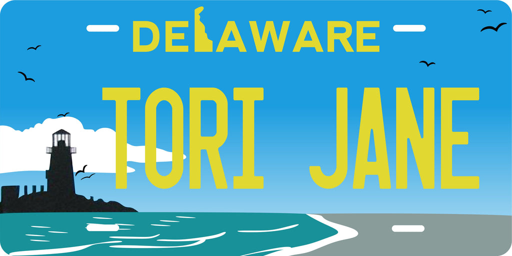 Delaware Lighthouse Blue License Plate Personalized Novelty Fun Car Bike Motorcycle