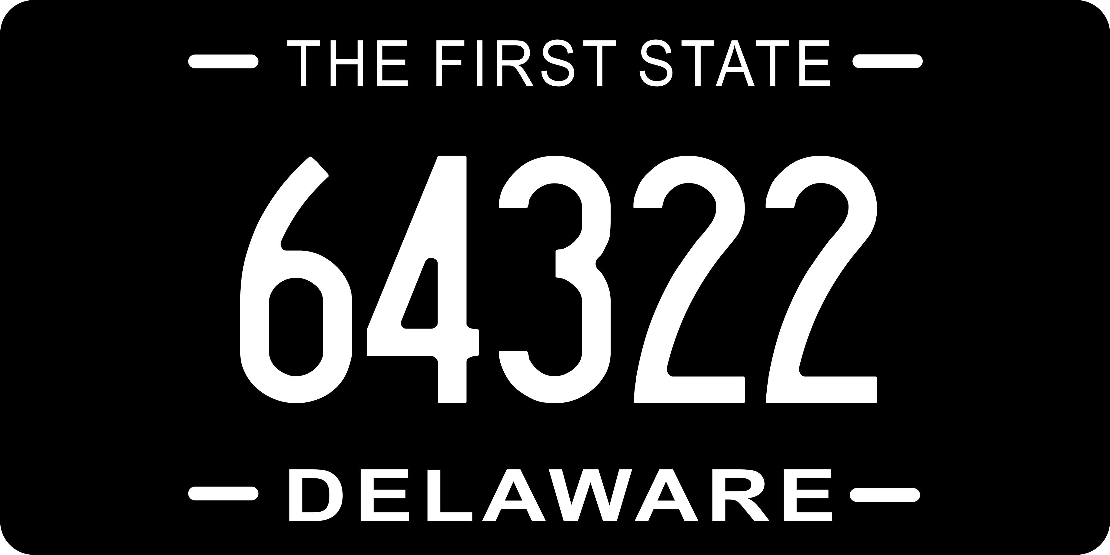 Delaware Black White First State License Plate Personalized Novelty Fun Car Bike Motorcycle