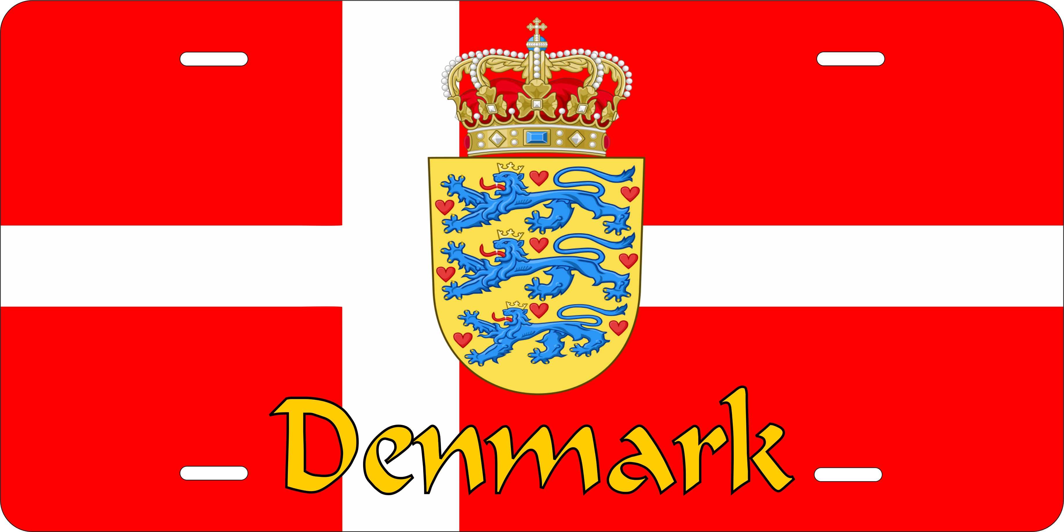 Denmark Europe Flag License Plate personalized Novelty Fun Car Bike Motorcycle