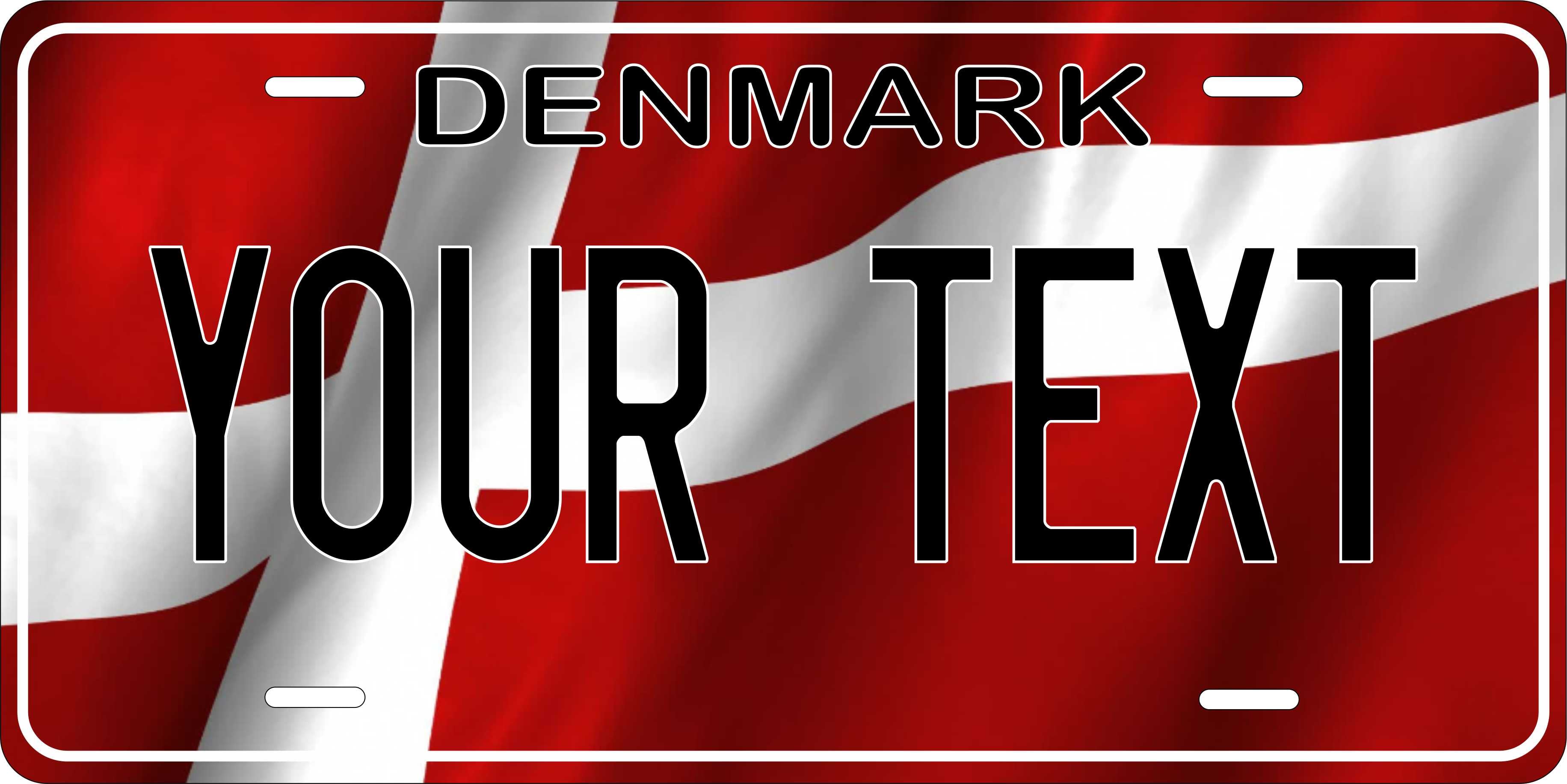 Denmark Europe Flag Wave License Plate personalized Novelty Fun Car Bike Motorcycle