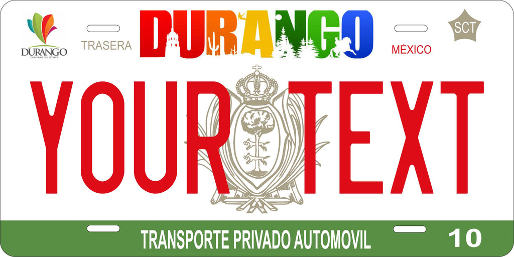 Durango 2013 Mexico CA License Plate Personalized Novelty Fun Car Bike Motorcycle