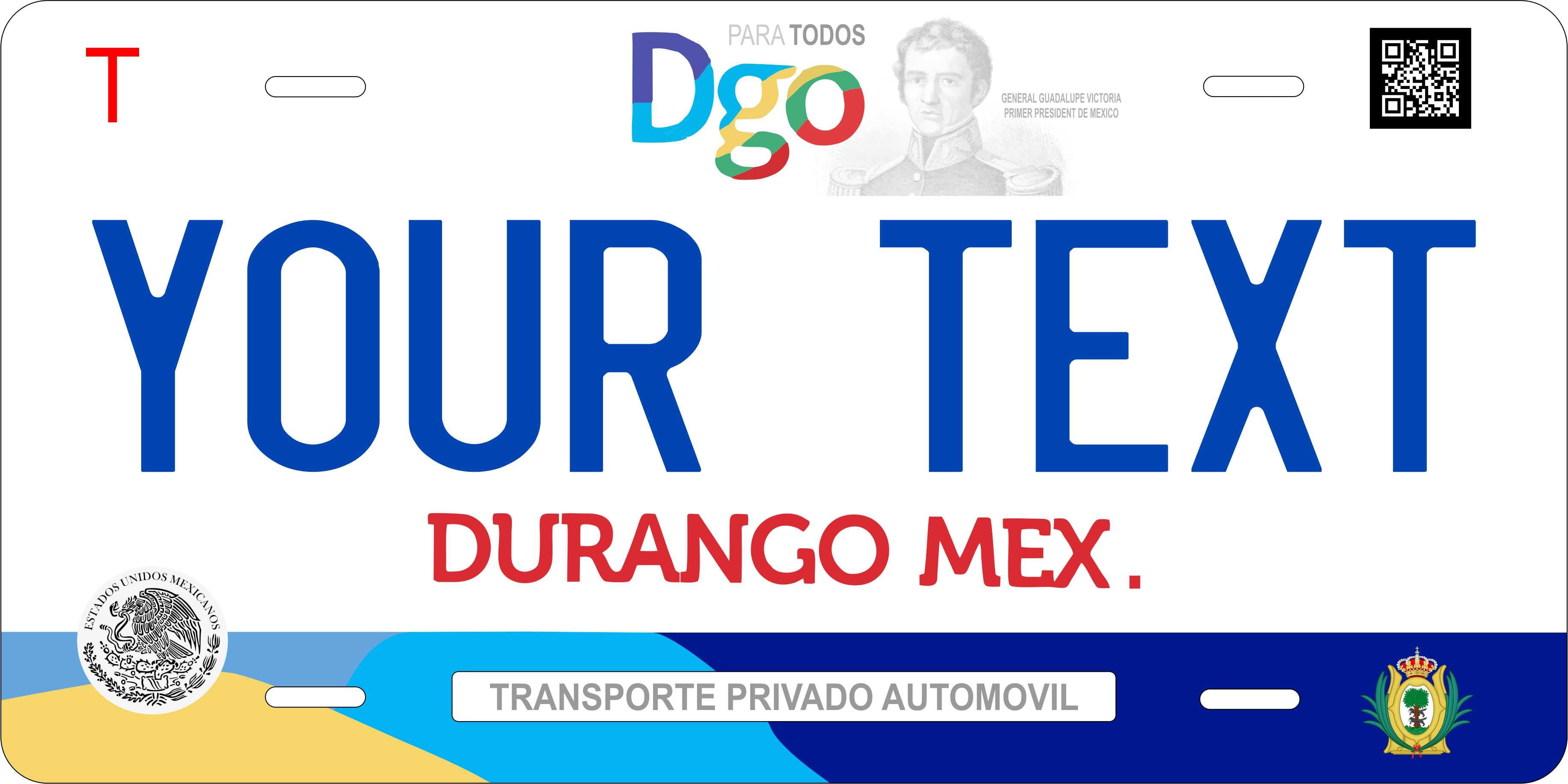 Durango 2017 Mexico CA License Plate Personalized Novelty Fun Car Bike Motorcycle