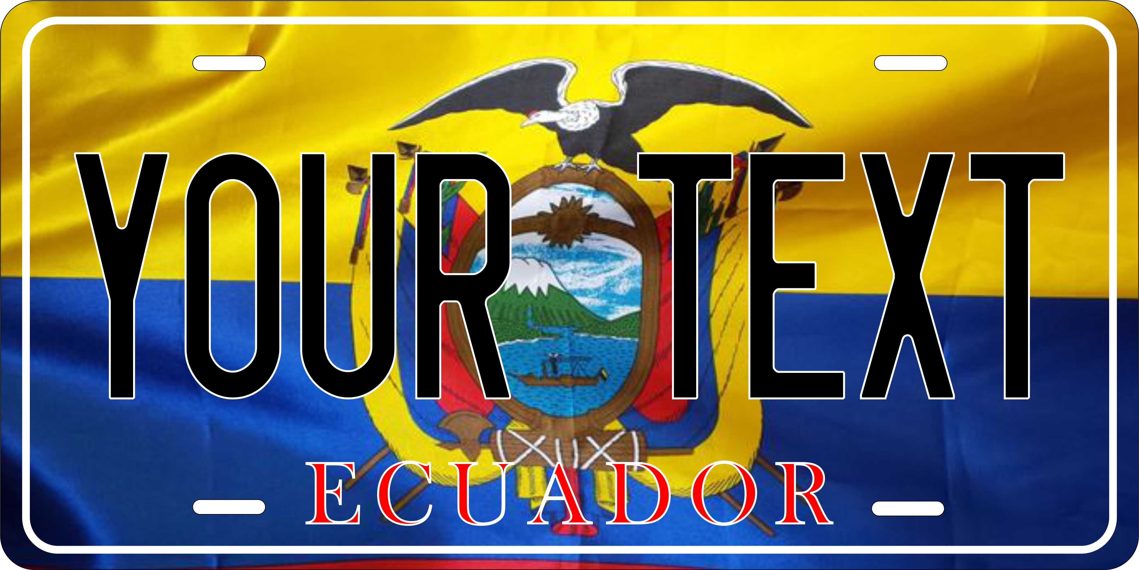 Ecuador Flag Wave CSA License Plate Custom Novelty Car Bike Motorcycle