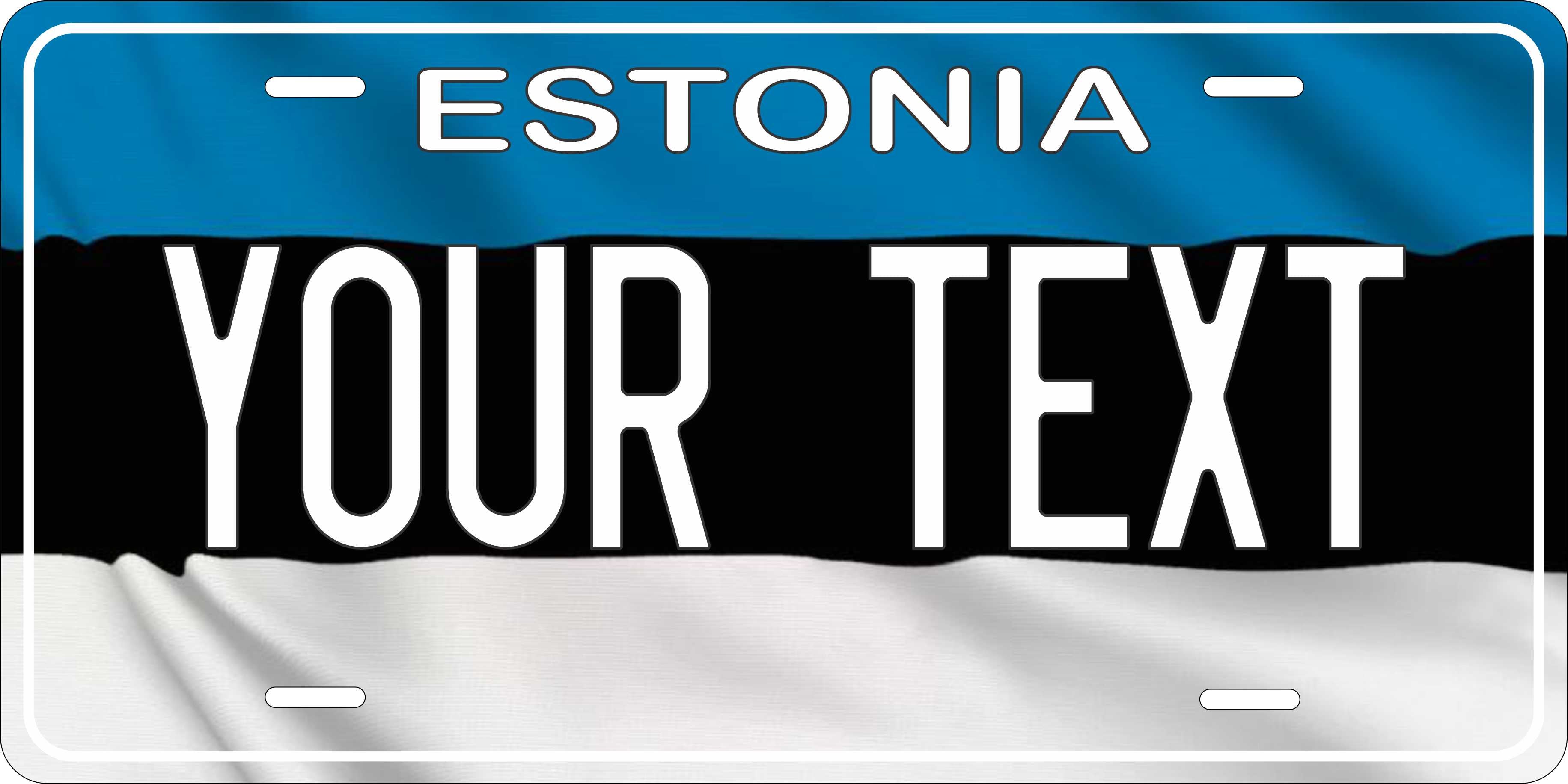 Estonia Europe Flag Wave License Plate personalized Novelty Fun Car Bike Motorcycle
