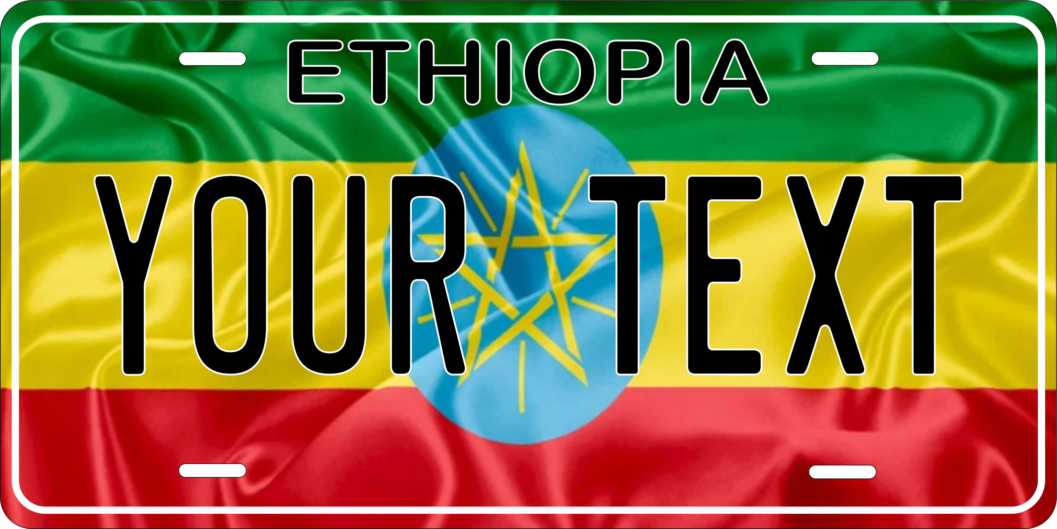 Ethiopia Africa Flag Wave License Plate personalized Novelty Fun Car Bike Motorcycle