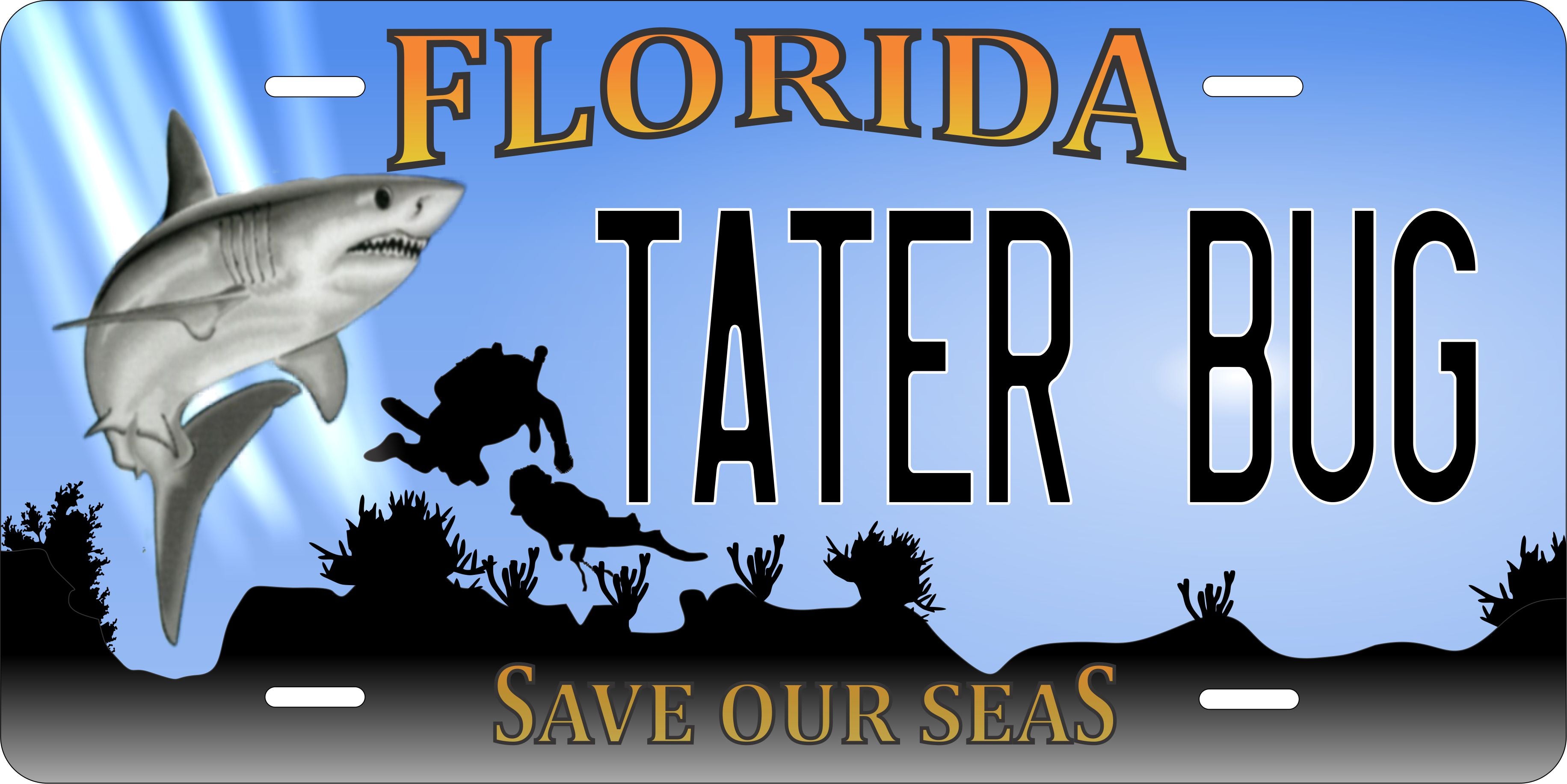 Florida Shark License Plate Personalized Novelty Fun Car Bike Motorcycle