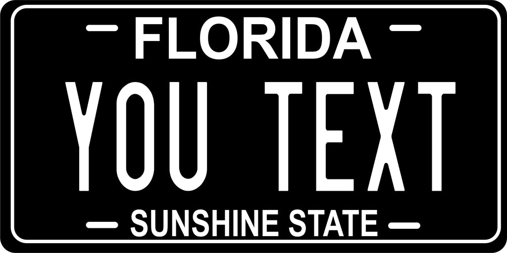 Florida Black White Sunshine License Plate Personalized Novelty Fun Car Bike Motorcycle
