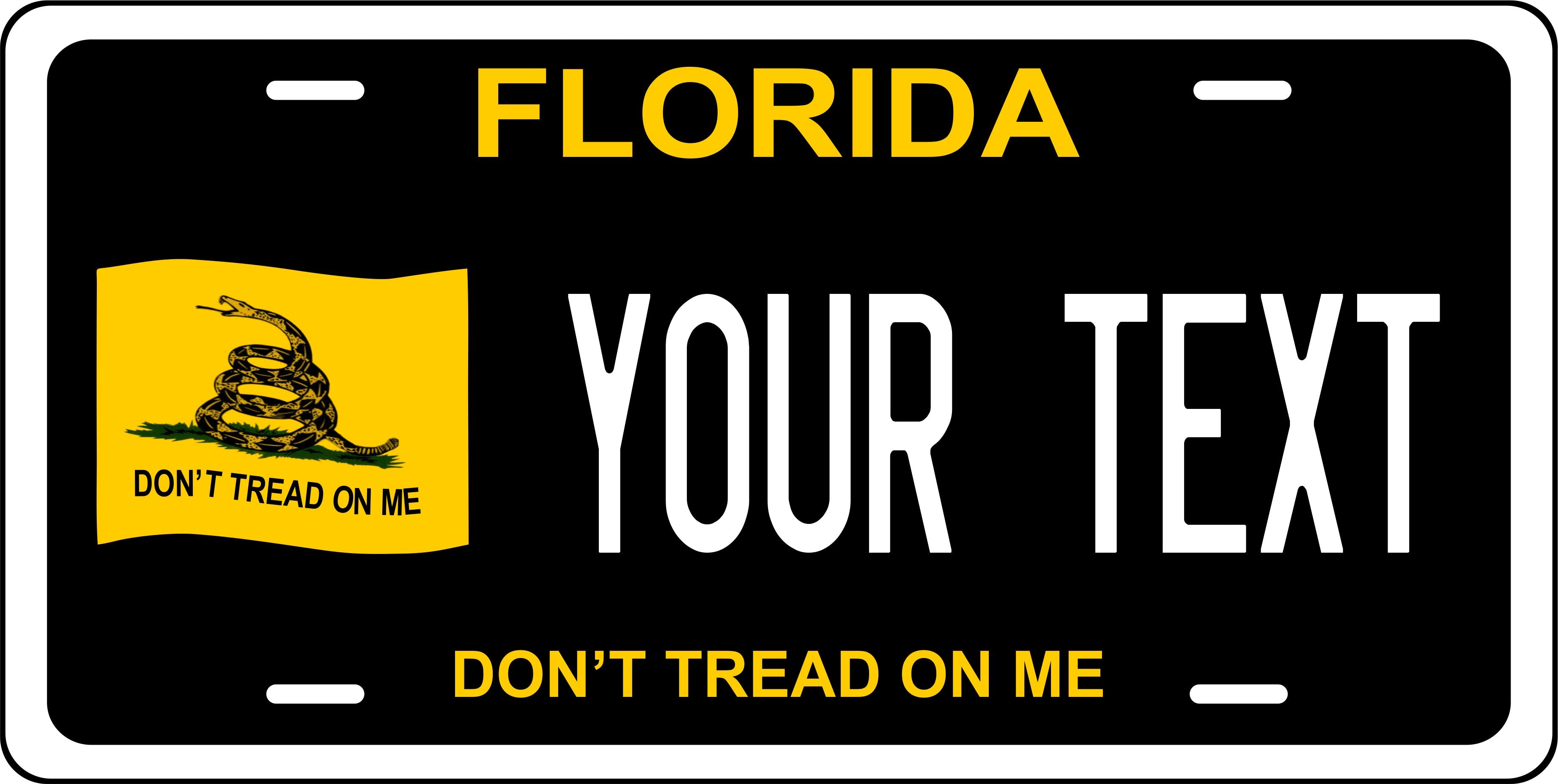 Florida Don't Tread on Me License Plate Personalized Novelty Fun Car Bike Motorcycle