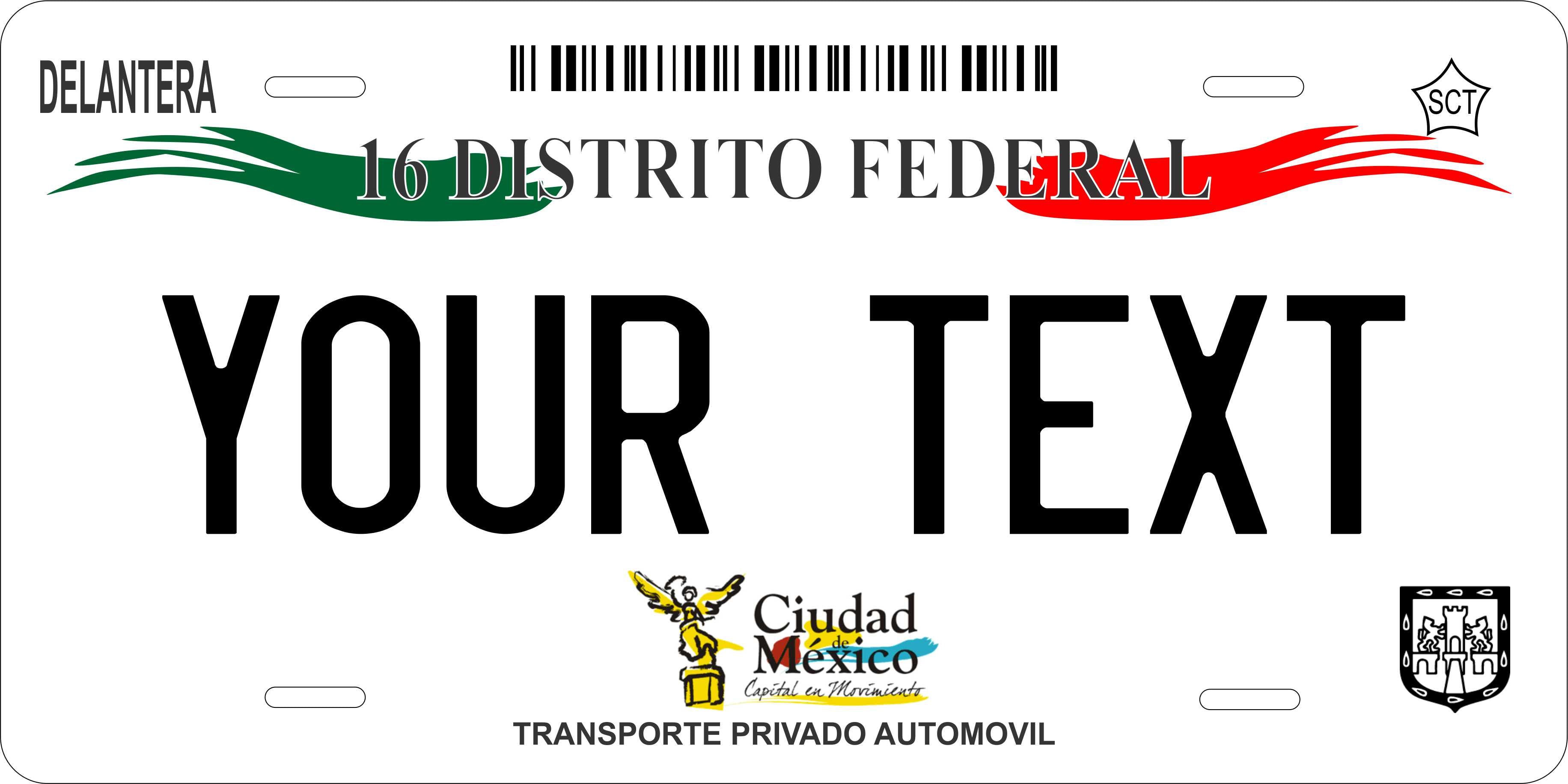 Federal District 2008 Mexico CA License Plate Personalized Novelty Fun Car Bike Motorcycle