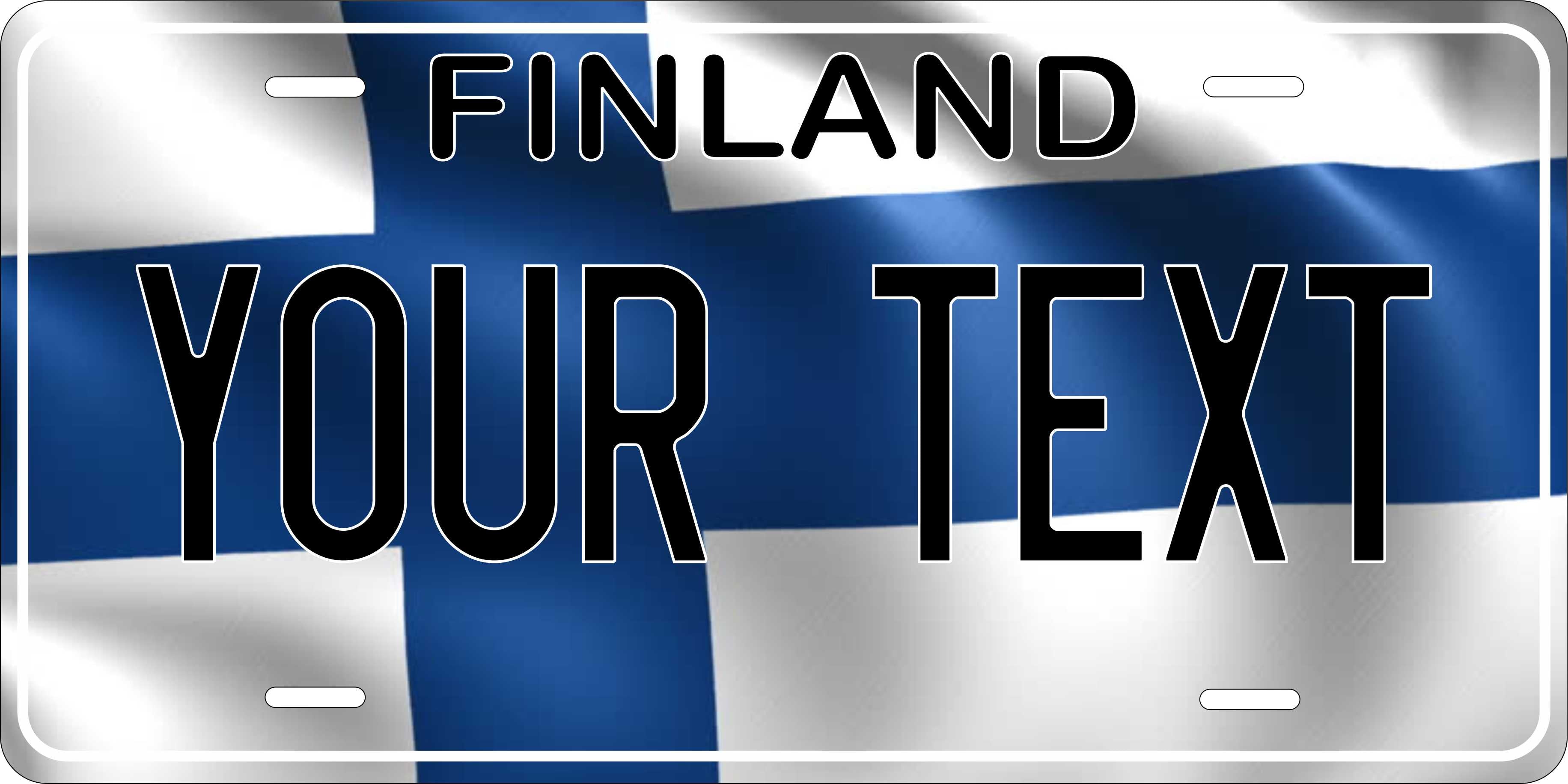 Finland Europe Flag Wave License Plate personalized Novelty Fun Car Bike Motorcycle