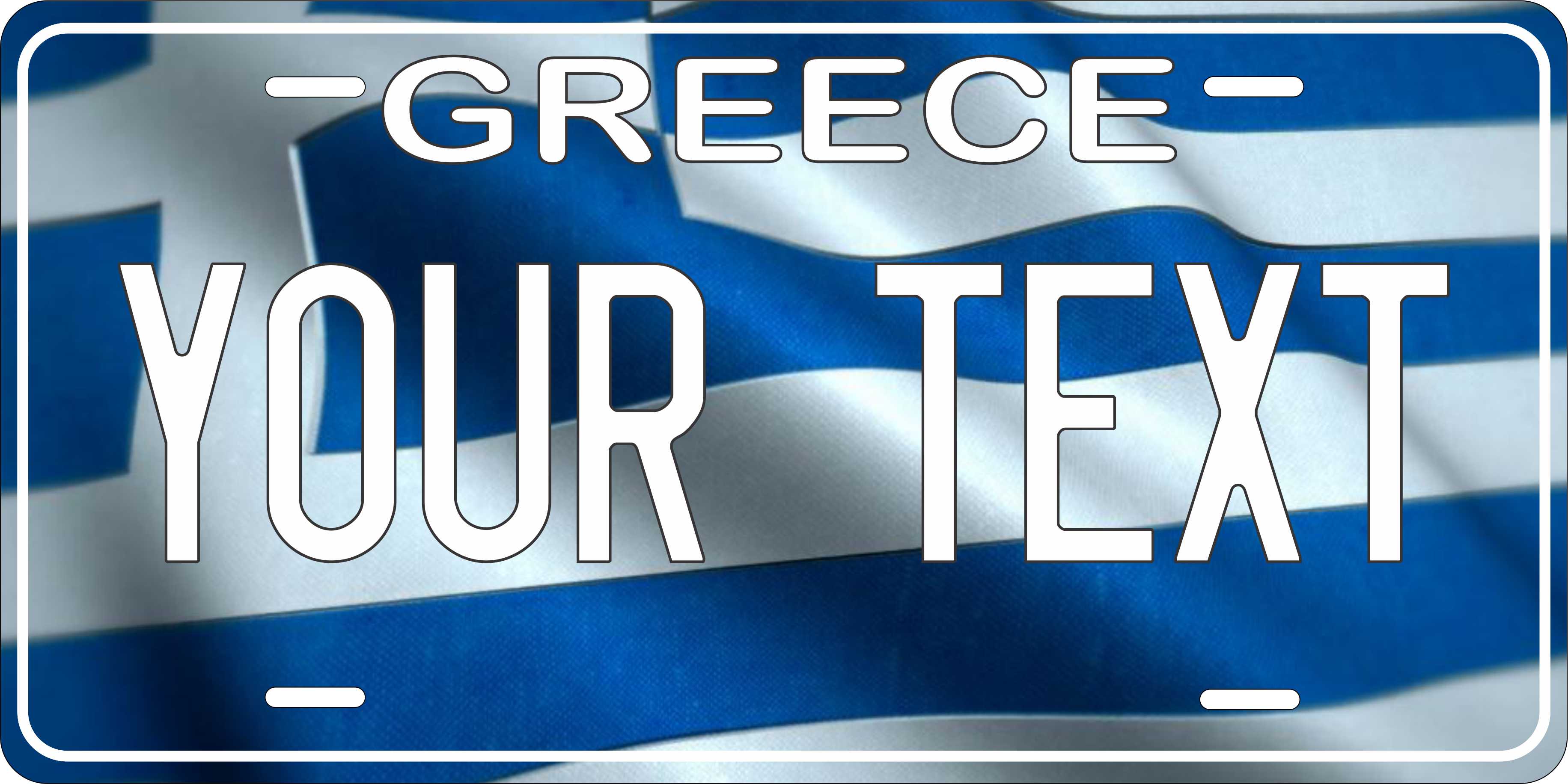 Greece Europe Flag Wave License Plate personalized Novelty Fun Car Bike Motorcycle